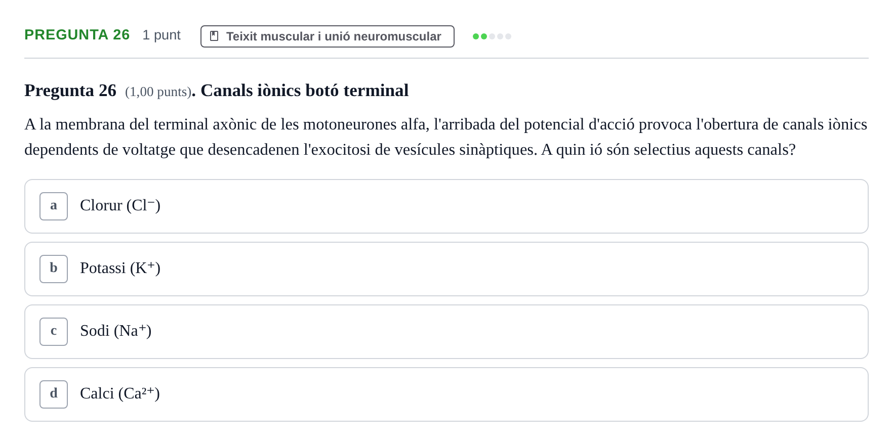 Enunciado: Pregunta 26 · Estructura i Funció del Cos Humà I UVIC 2023