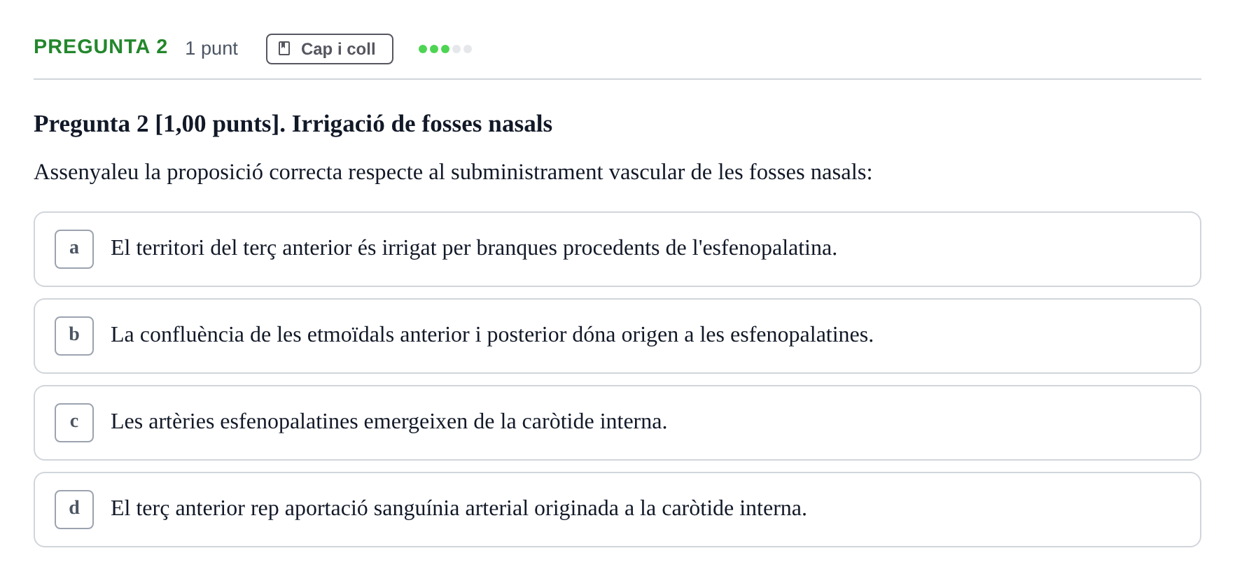 Enunciado: Pregunta 2 · Estructura i Funció del Cos Humà I UVIC 2023