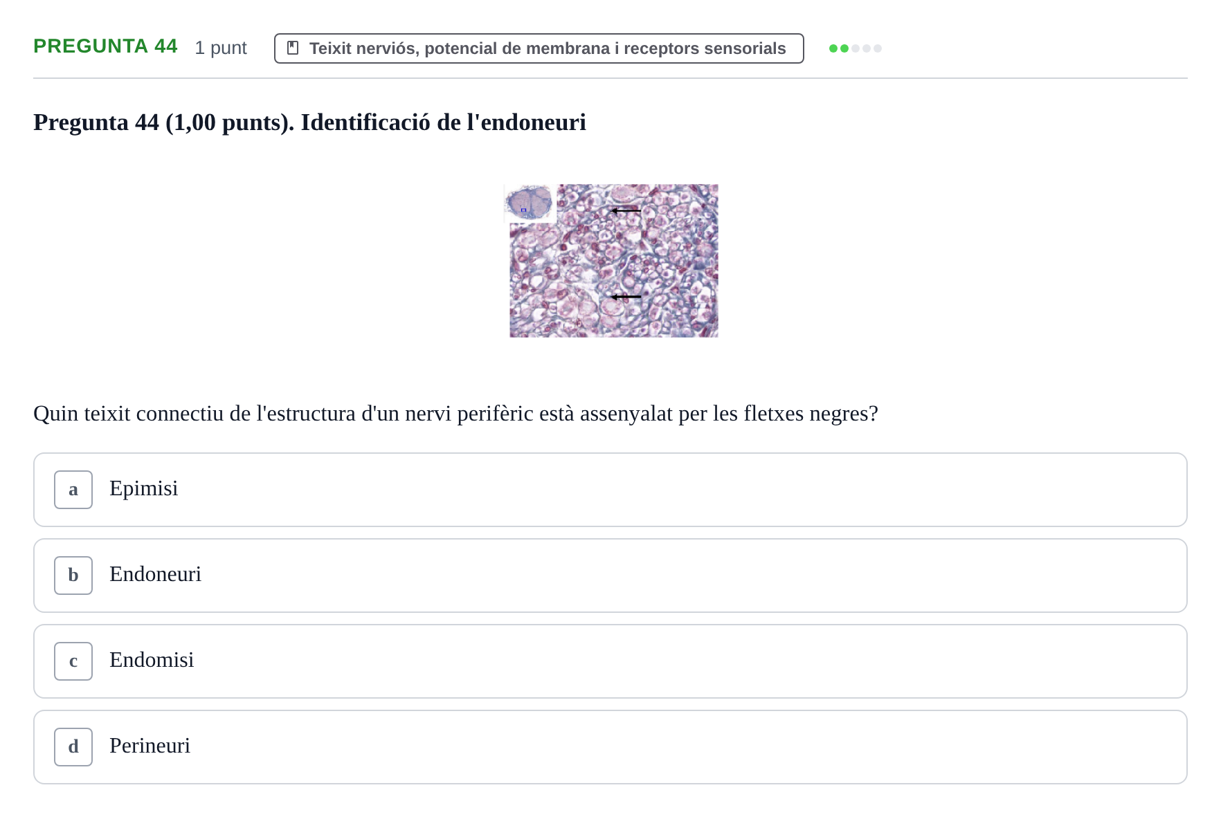 Enunciado: Pregunta 44 · Estructura i Funció del Cos Humà I UVIC 2023