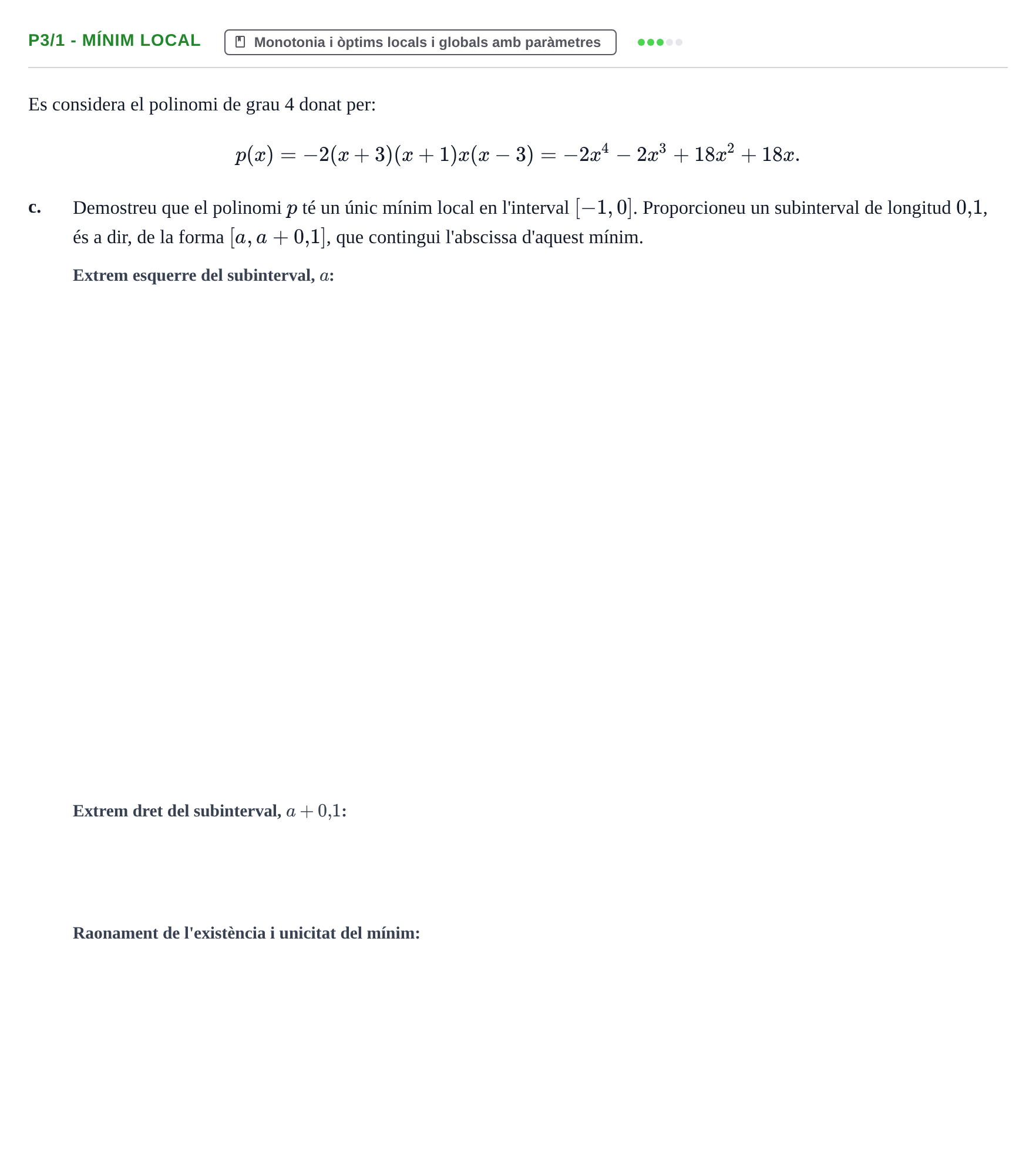 Enunciado: Ejercicio P3/1 - Mínim local · Matemàtiques I UPF 2020