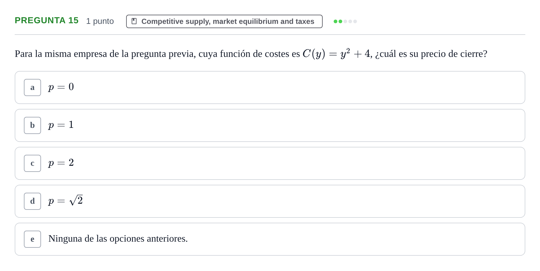 Enunciado: Pregunta 15 · Microeconomía II UPF Juny 2016