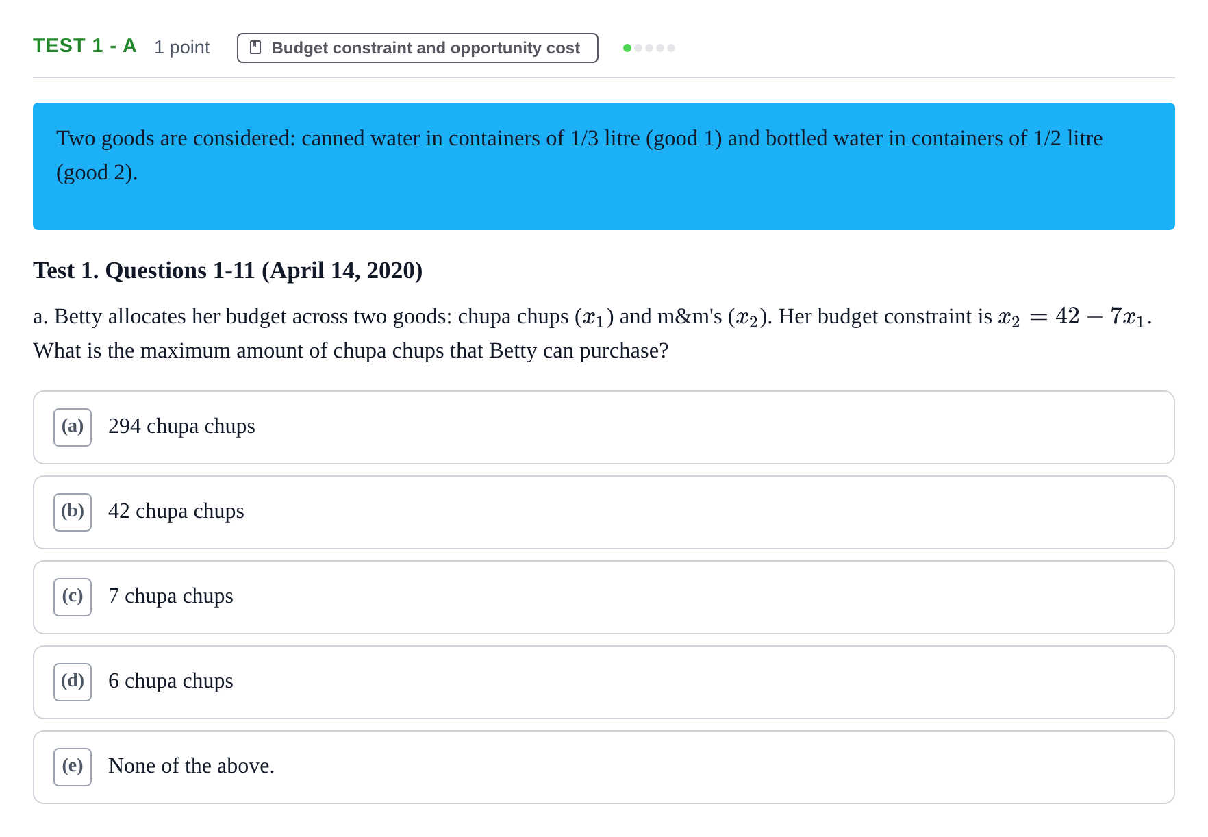 Enunciado: Ejercicio Test 1 - a · Microeconomía I UPF 2019