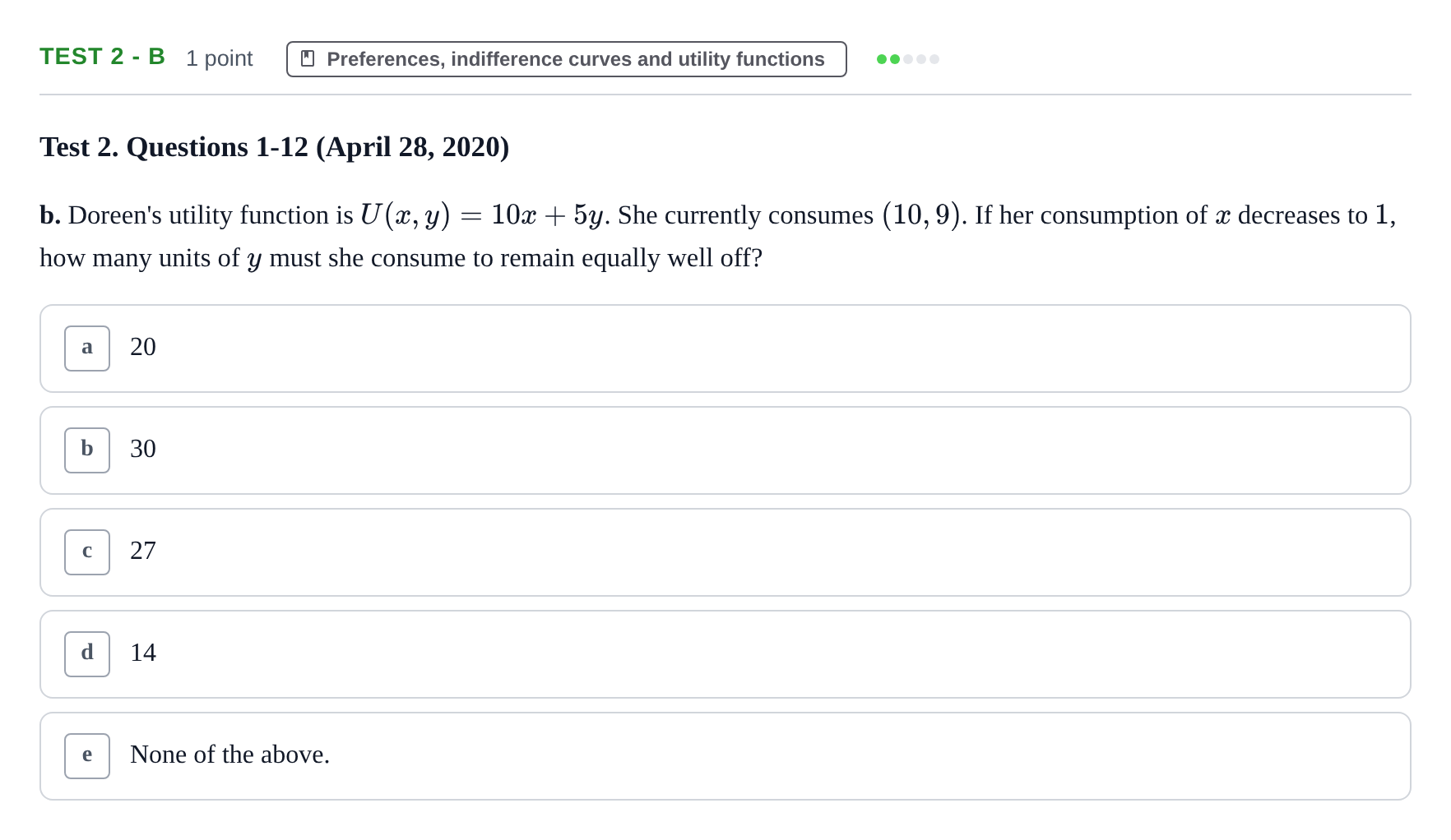 Enunciado: Ejercicio Test 2 - b · Microeconomía I UPF 2019