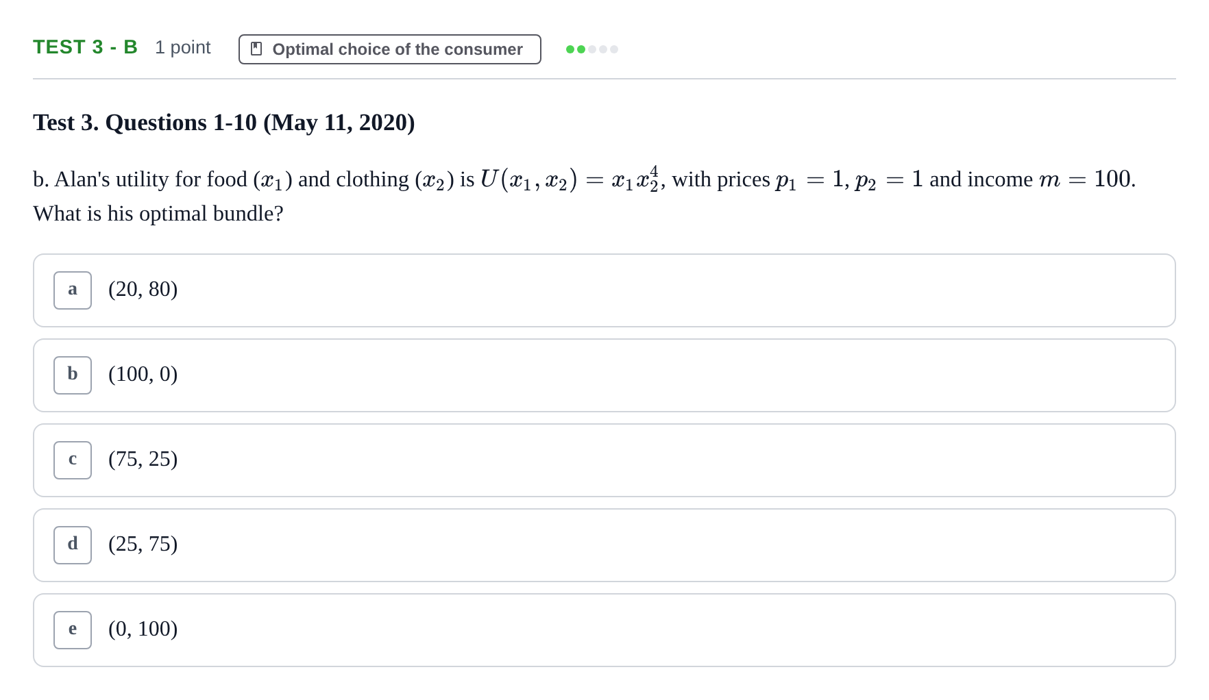 Enunciado: Ejercicio Test 3 - b · Microeconomía I UPF 2019