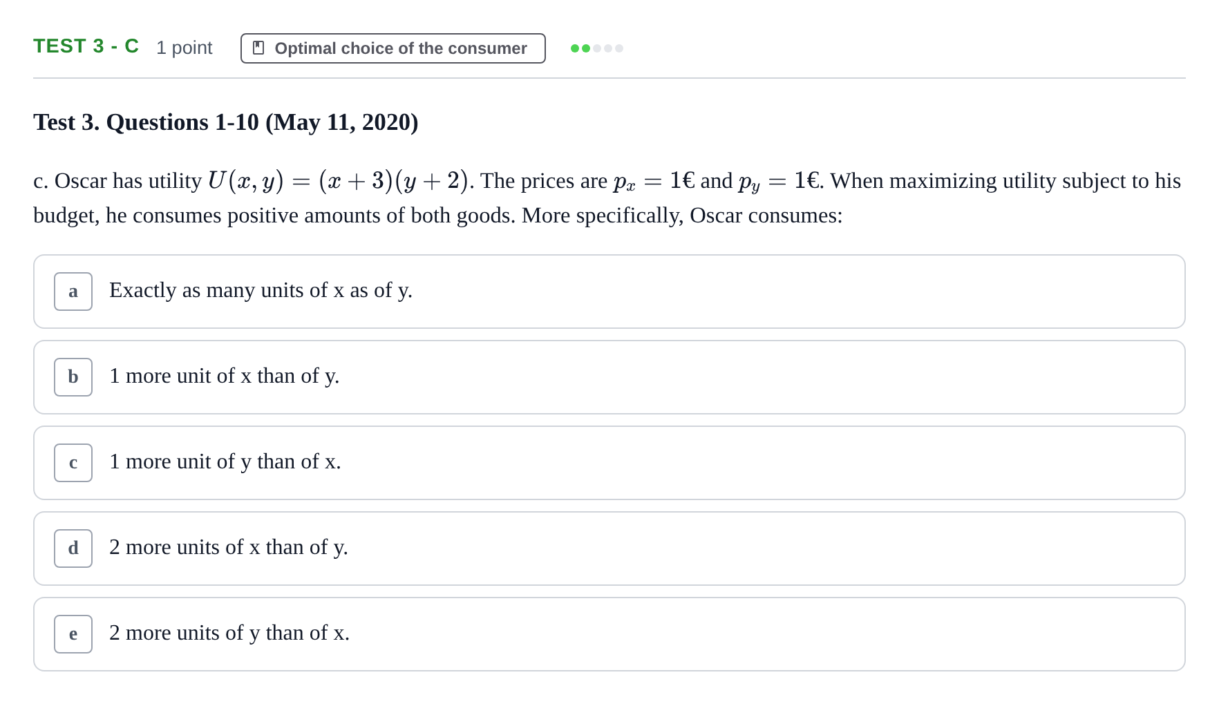 Enunciado: Ejercicio Test 3 - c · Microeconomía I UPF 2019