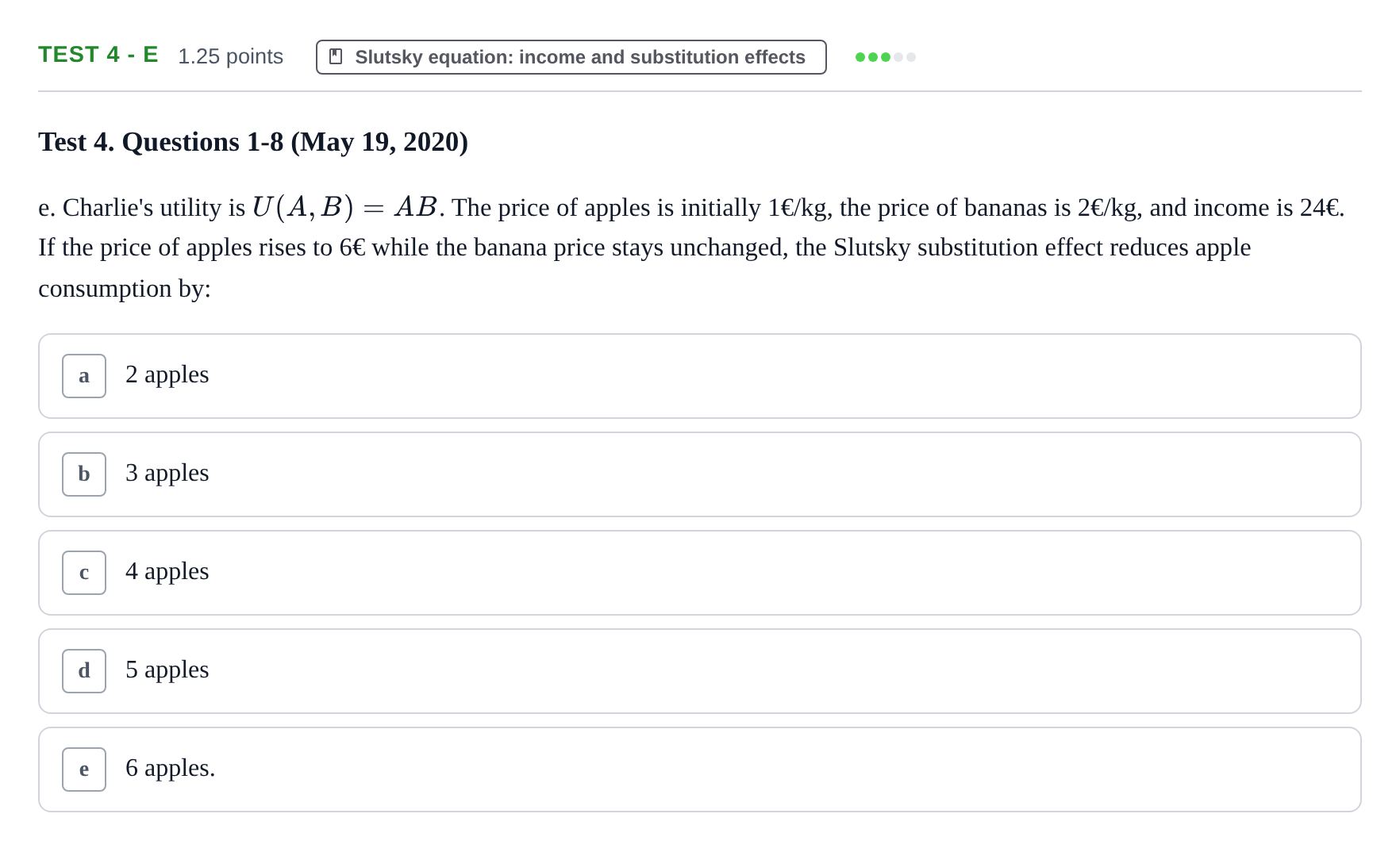 Enunciado: Ejercicio Test 4 - e · Microeconomía I UPF 2019