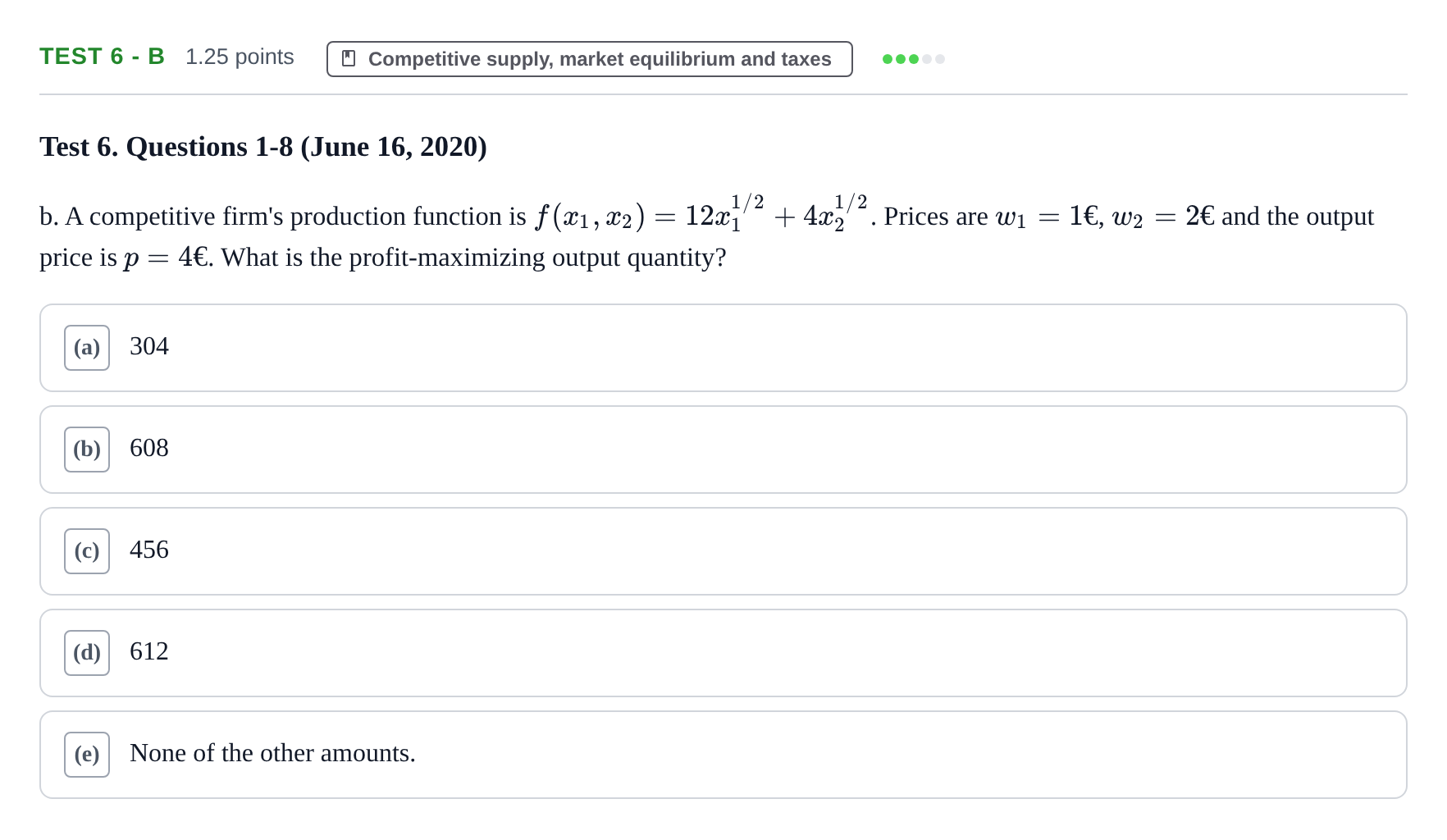 Enunciado: Ejercicio Test 6 - b · Microeconomía I UPF 2019