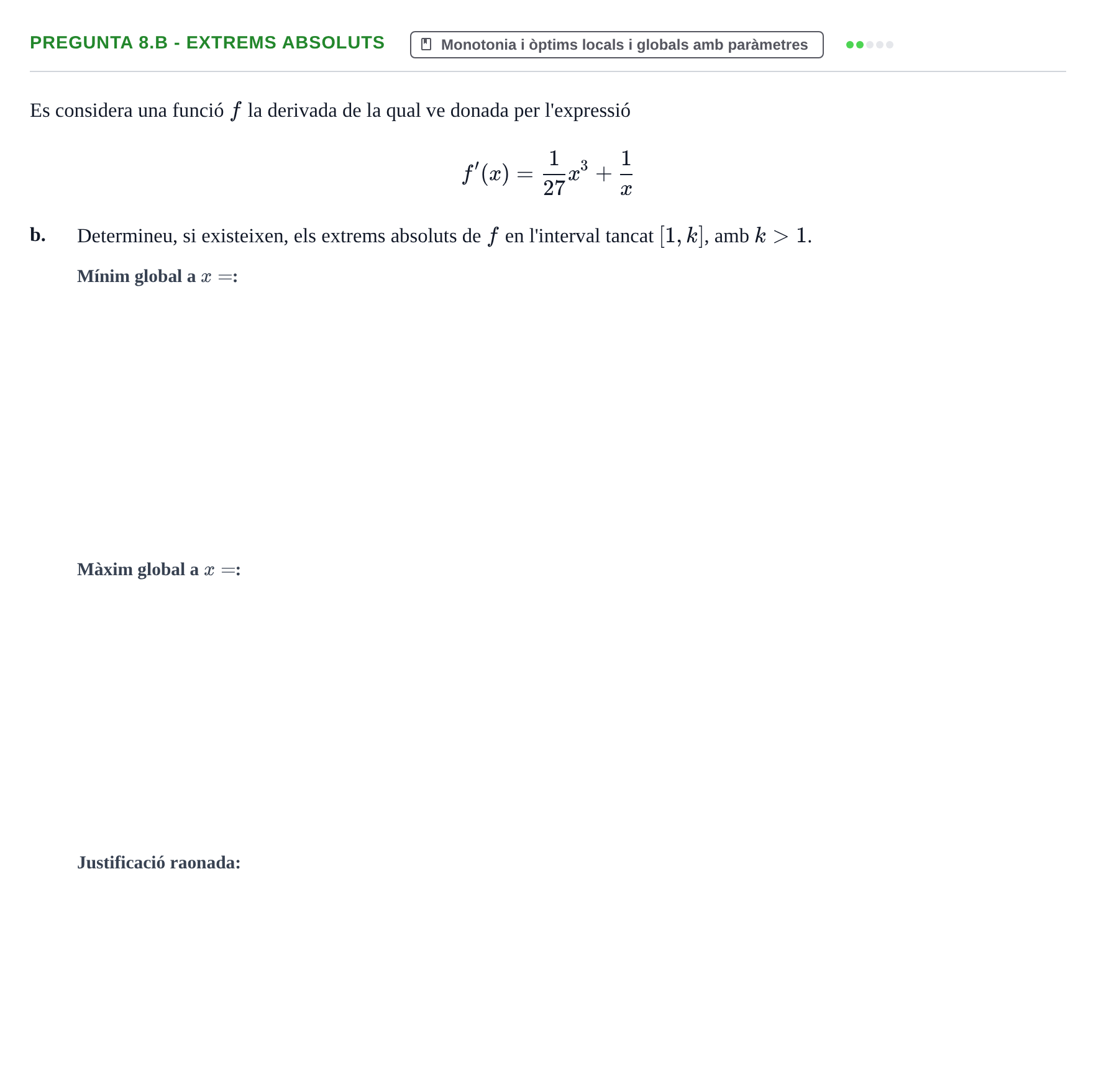 Enunciado: Pregunta 8.b - Extrems absoluts · Matemàtiques I UPF 2018