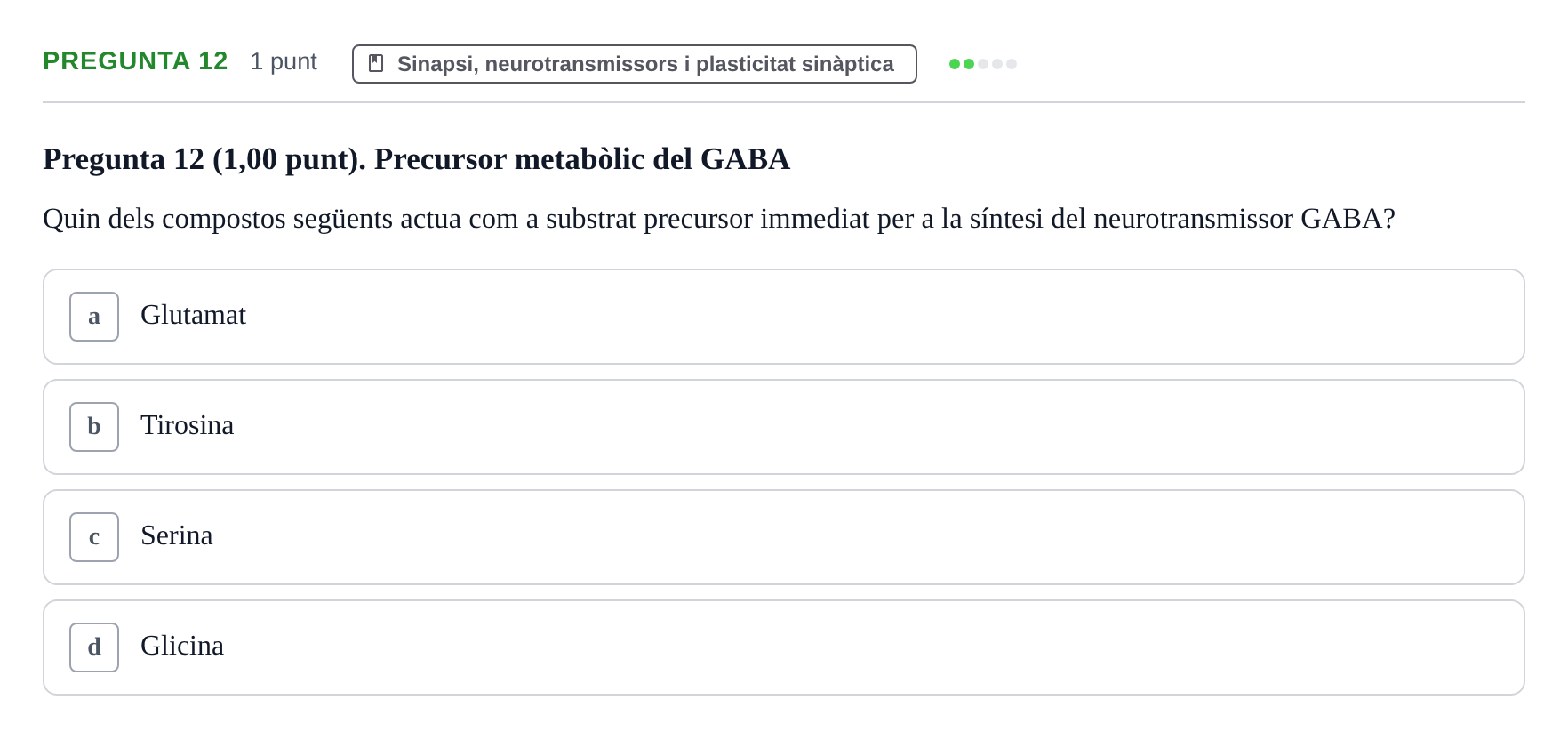 Enunciado: Pregunta 12 · Estructura i Funció del Cos Humà III UVIC Examen Parcial 1. Estructura i Funció del Cos Humà III