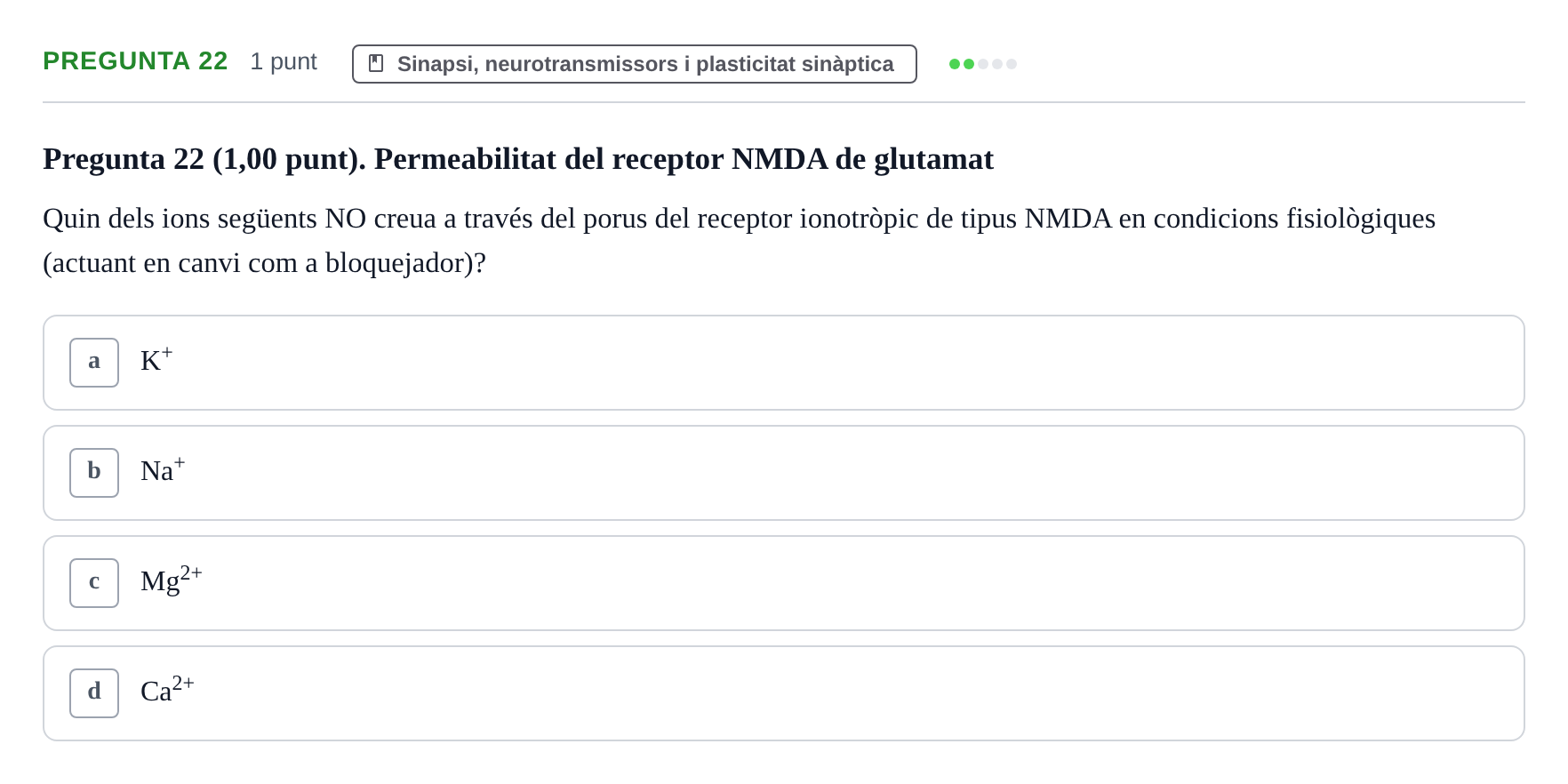 Enunciado: Pregunta 22 · Estructura i Funció del Cos Humà III UVIC Examen Parcial 1. Estructura i Funció del Cos Humà III