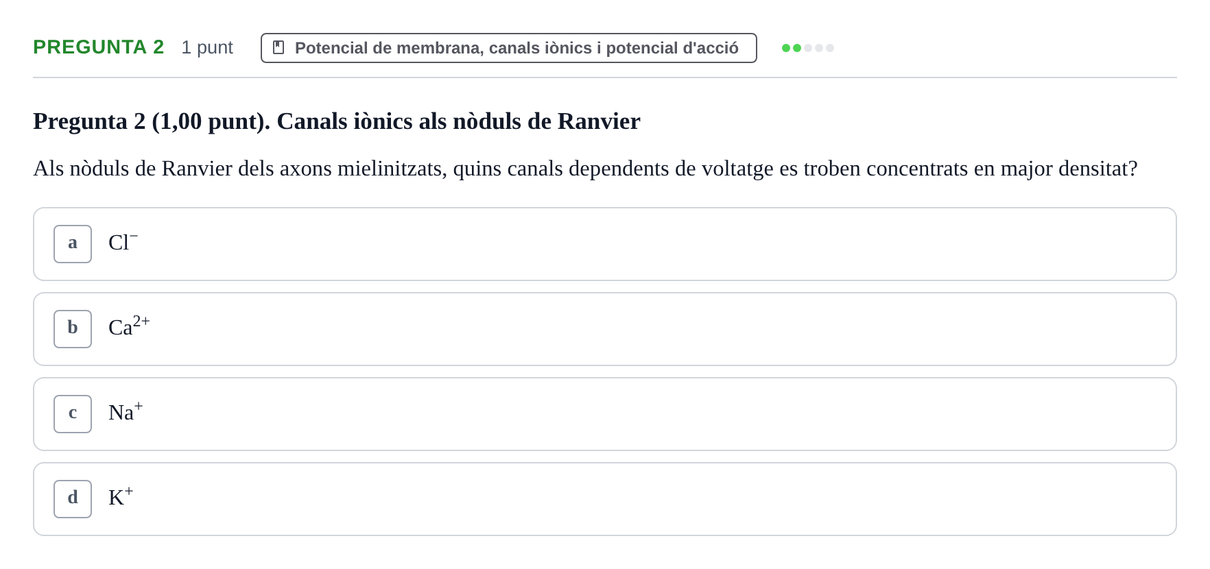 Enunciado: Pregunta 2 · Estructura i Funció del Cos Humà III UVIC Examen Parcial 1. Estructura i Funció del Cos Humà III