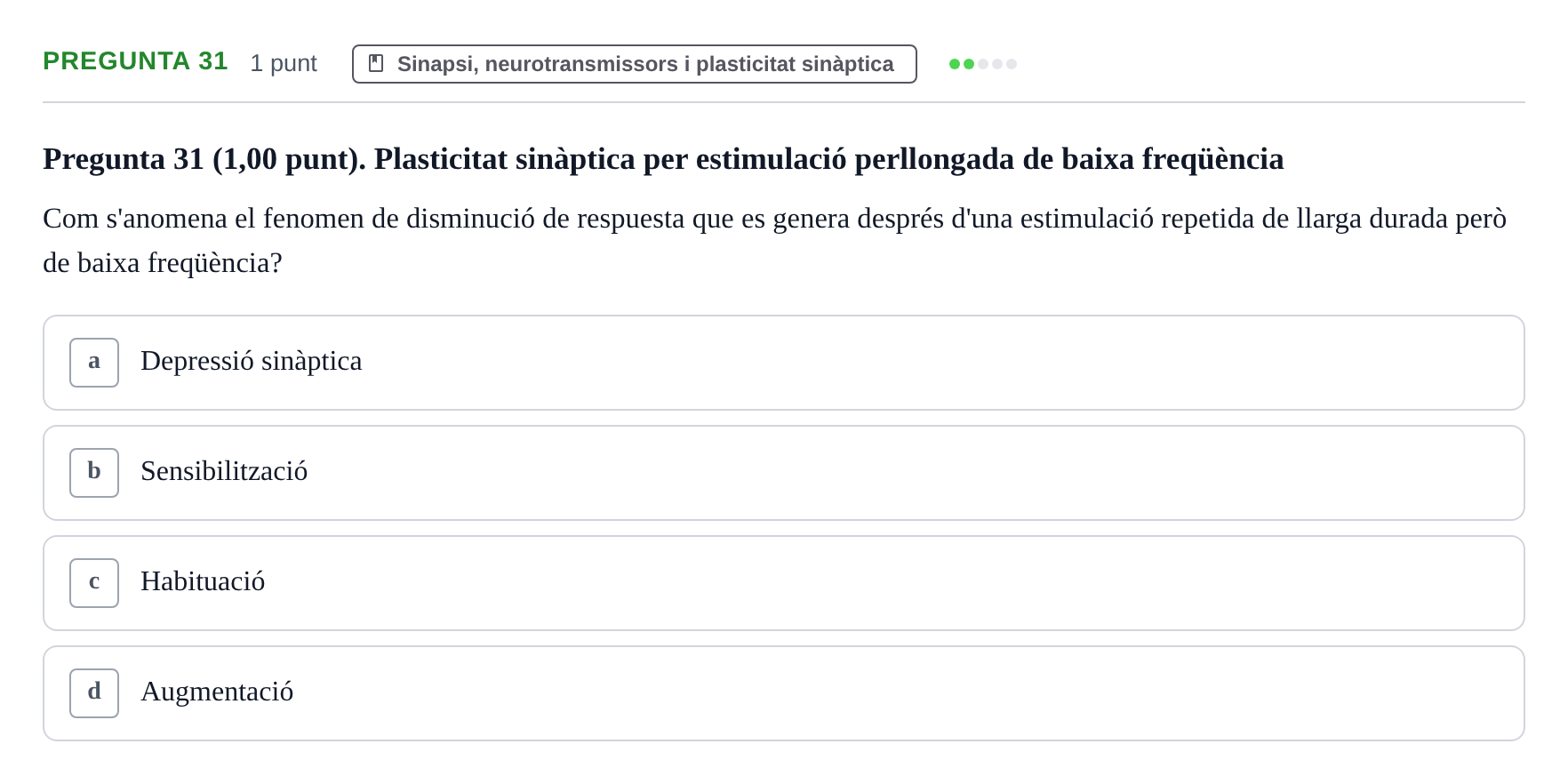 Enunciado: Pregunta 31 · Estructura i Funció del Cos Humà III UVIC Examen Parcial 1. Estructura i Funció del Cos Humà III