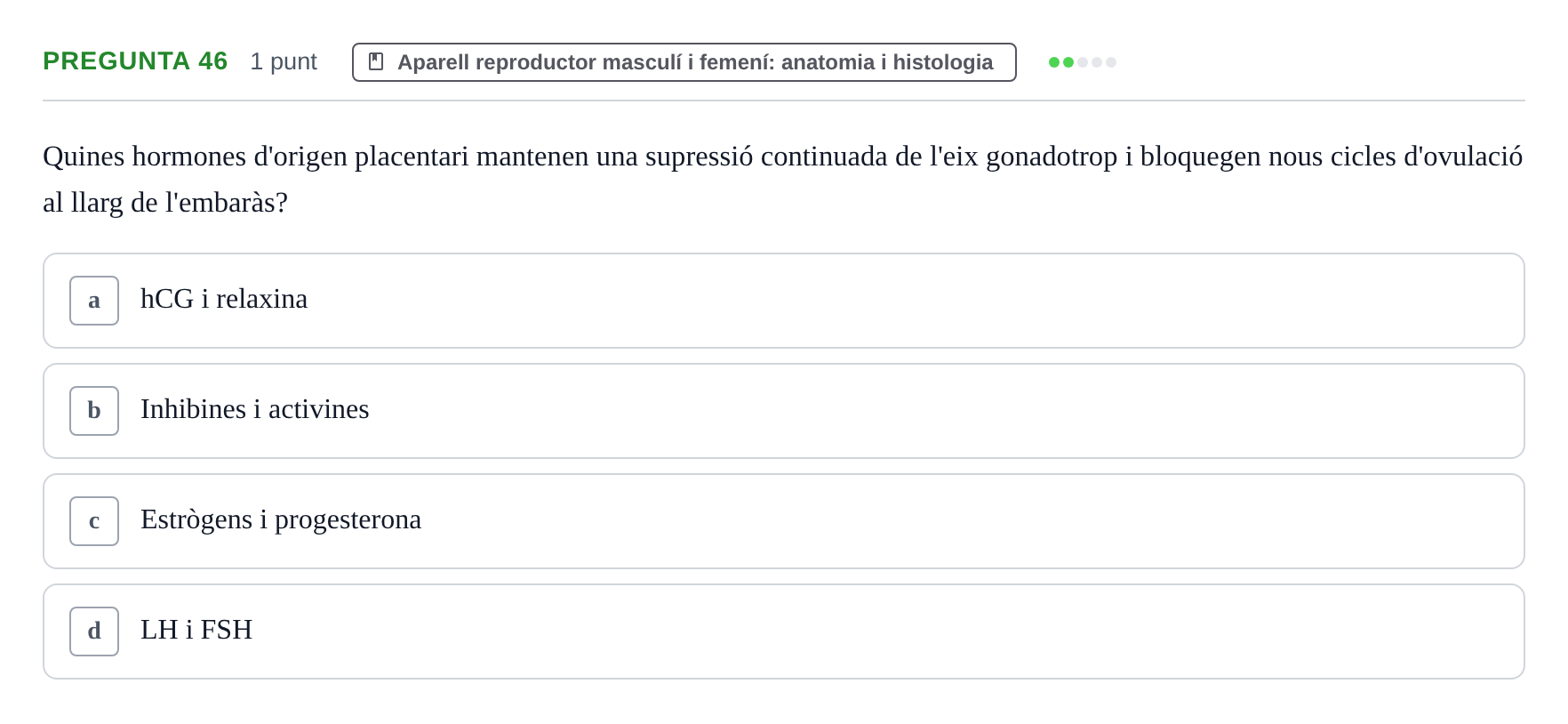 Enunciado: Pregunta 46 · Estructura i Funció del Cos Humà III UVIC Examen Parcial 2. Estructura i Funció del Cos Humà III
