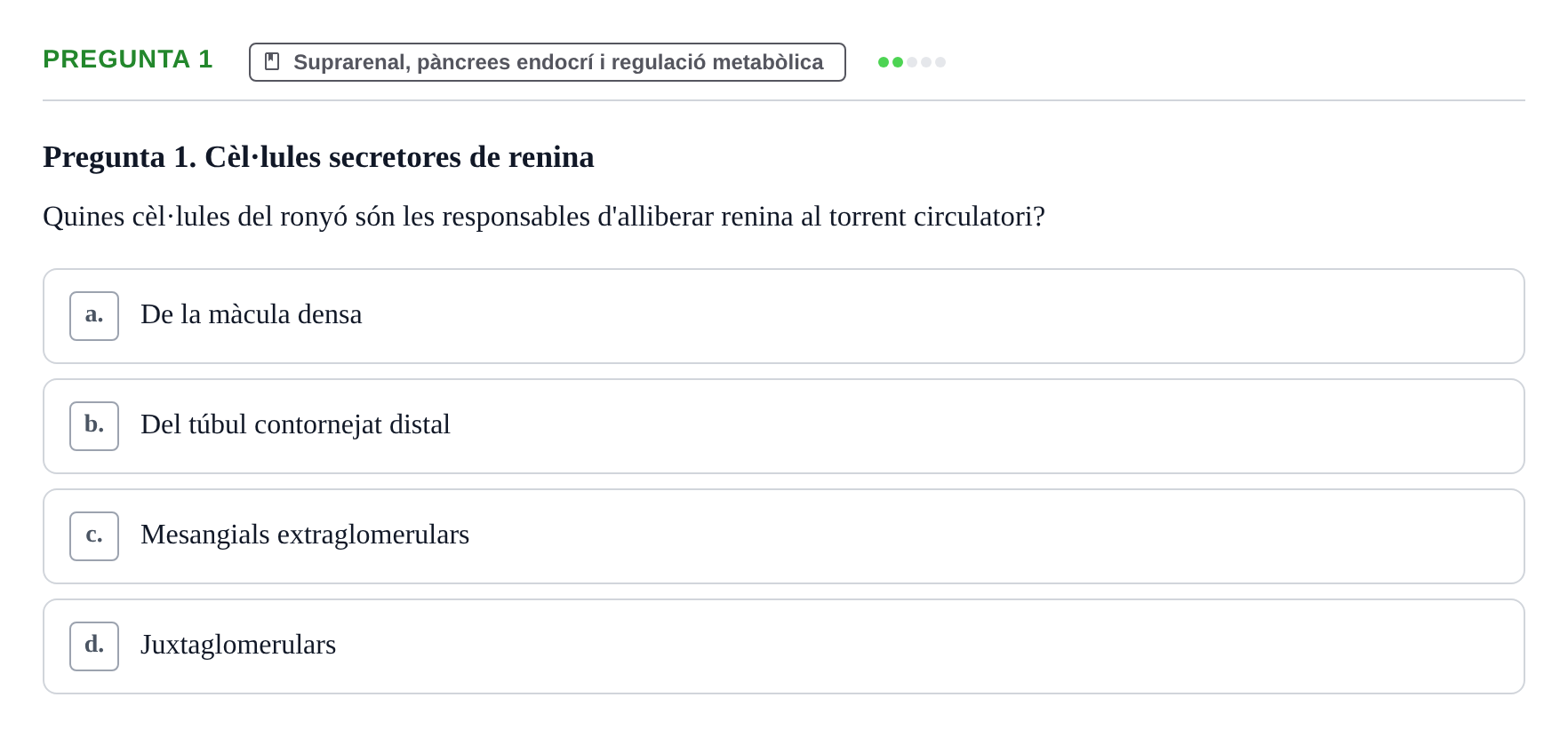 Enunciado: Pregunta 1 · Estructura i Funció del Cos Humà III UVIC Examen Parcial 2 - Estructura i Funció del Cos Humà III