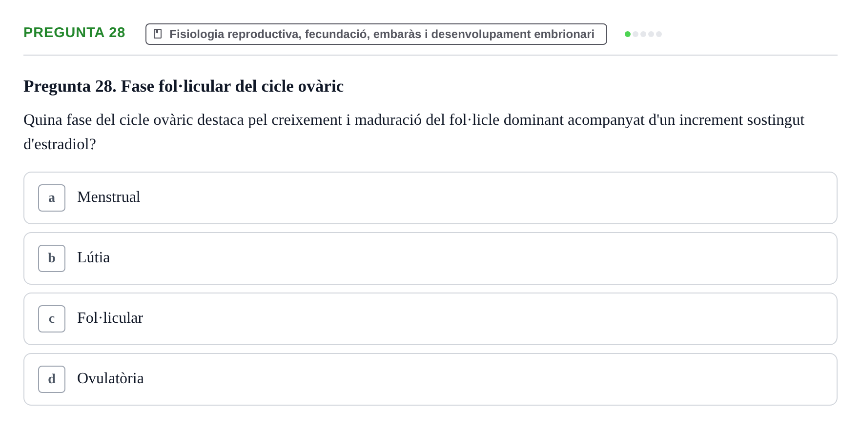 Enunciado: Pregunta 28 · Estructura i Funció del Cos Humà III UVIC Examen Parcial 2 - Estructura i Funció del Cos Humà III
