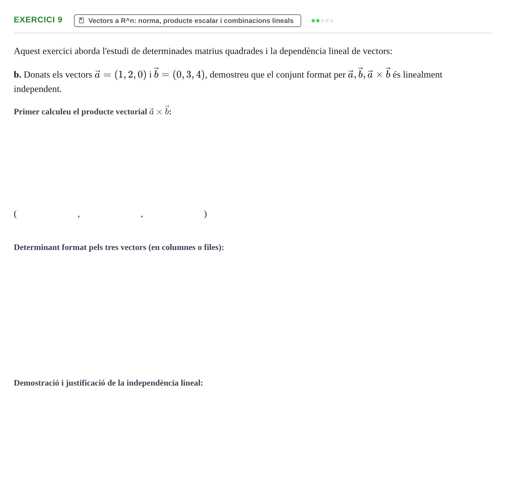 Enunciado: Exercici 9 - Vectors · Matemàtiques I UPF 2019