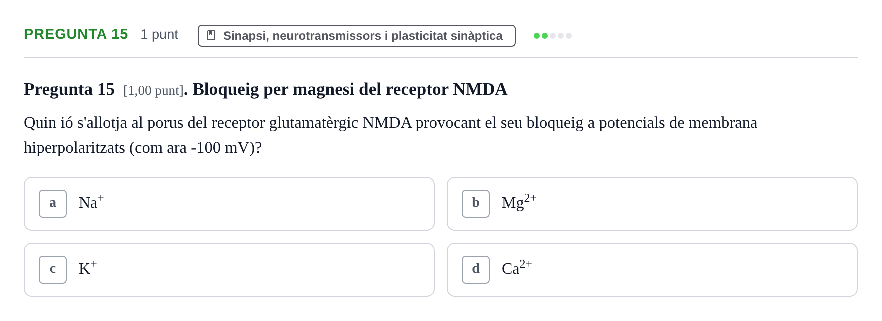 Enunciado: Pregunta 15 · Estructura i Funció del Cos Humà III UVIC 2022
