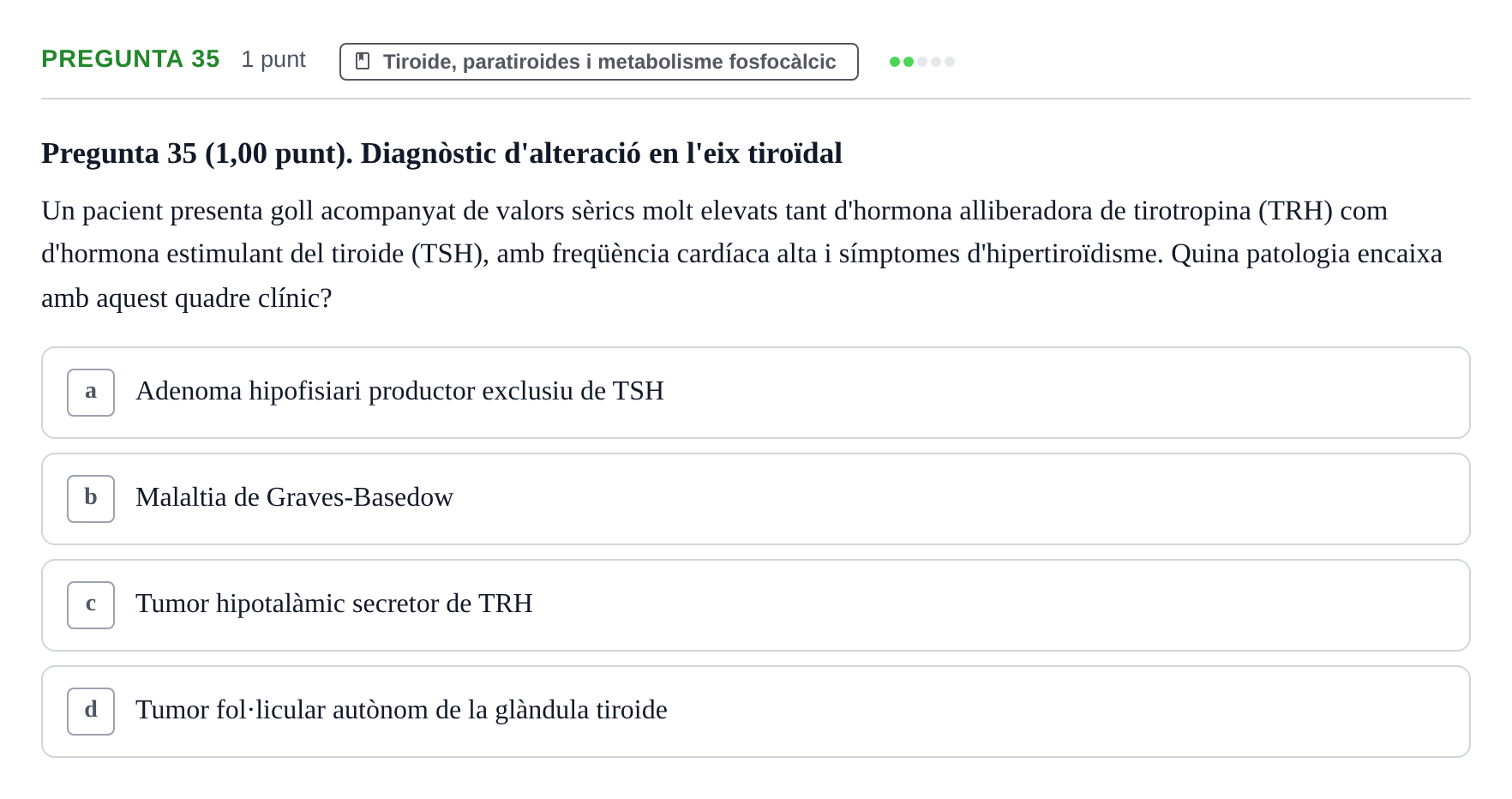 Enunciado: Pregunta 35 · Estructura i Funció del Cos Humà III UVIC 2022