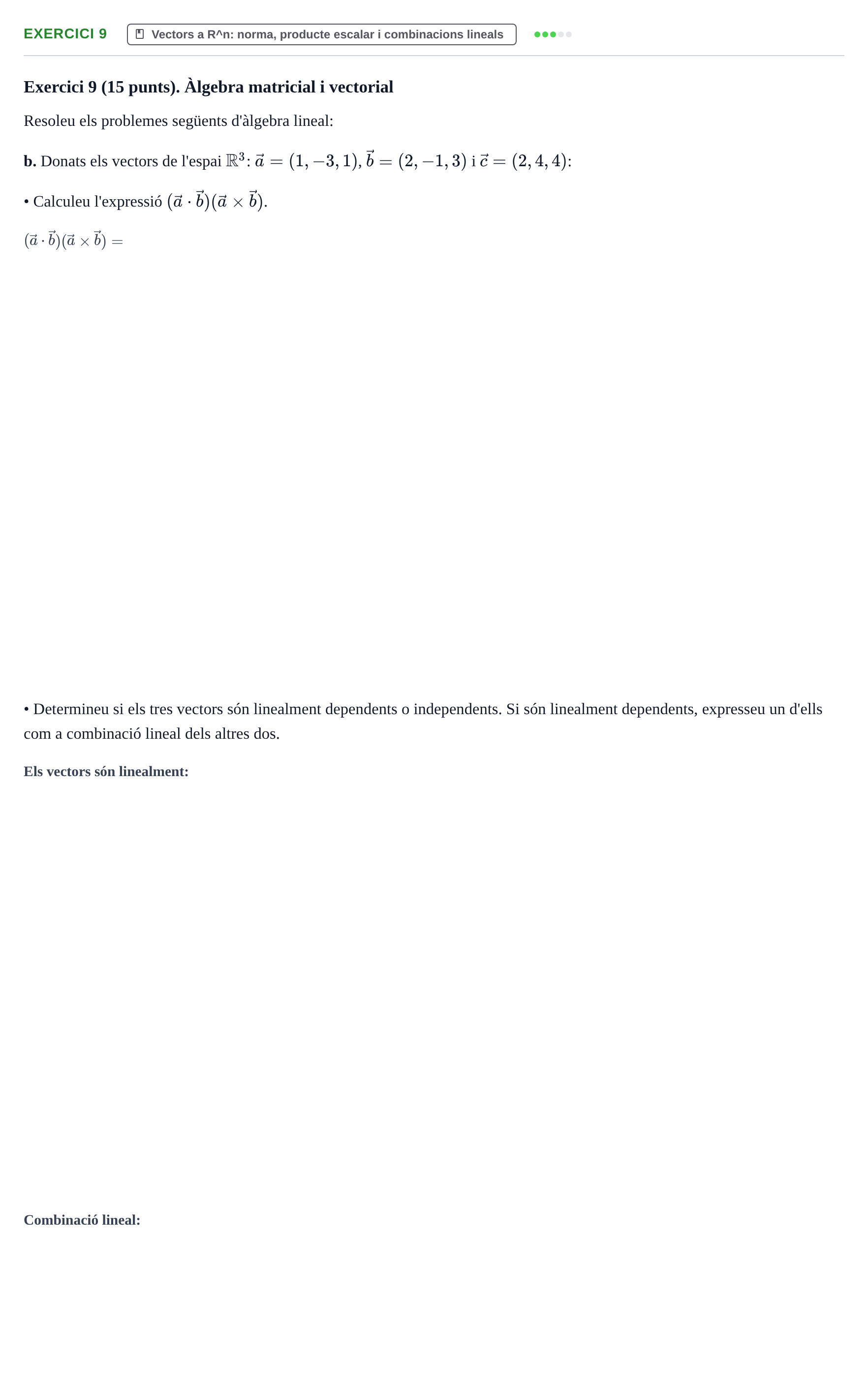 Enunciado: Exercici 9 - Vectors · Matemàtiques I UPF 2019
