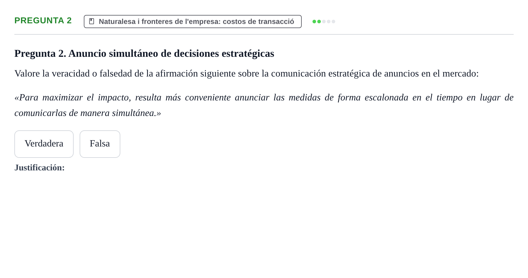 Enunciado: Pregunta 2 · Economia de L'Empre UPF 2011
