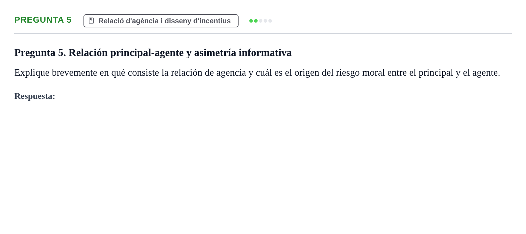 Enunciado: Pregunta 5 · Economia de L'Empre UPF 2011