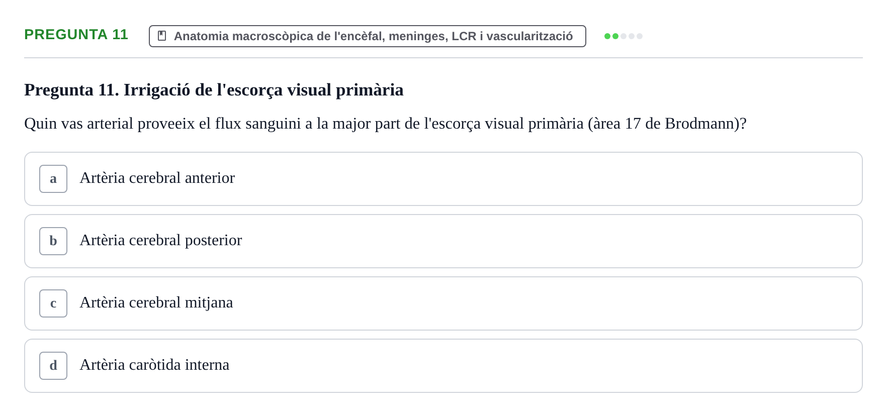 Enunciado: Pregunta 11 · Estructura i Funció del Cos Humà III UVIC 2025