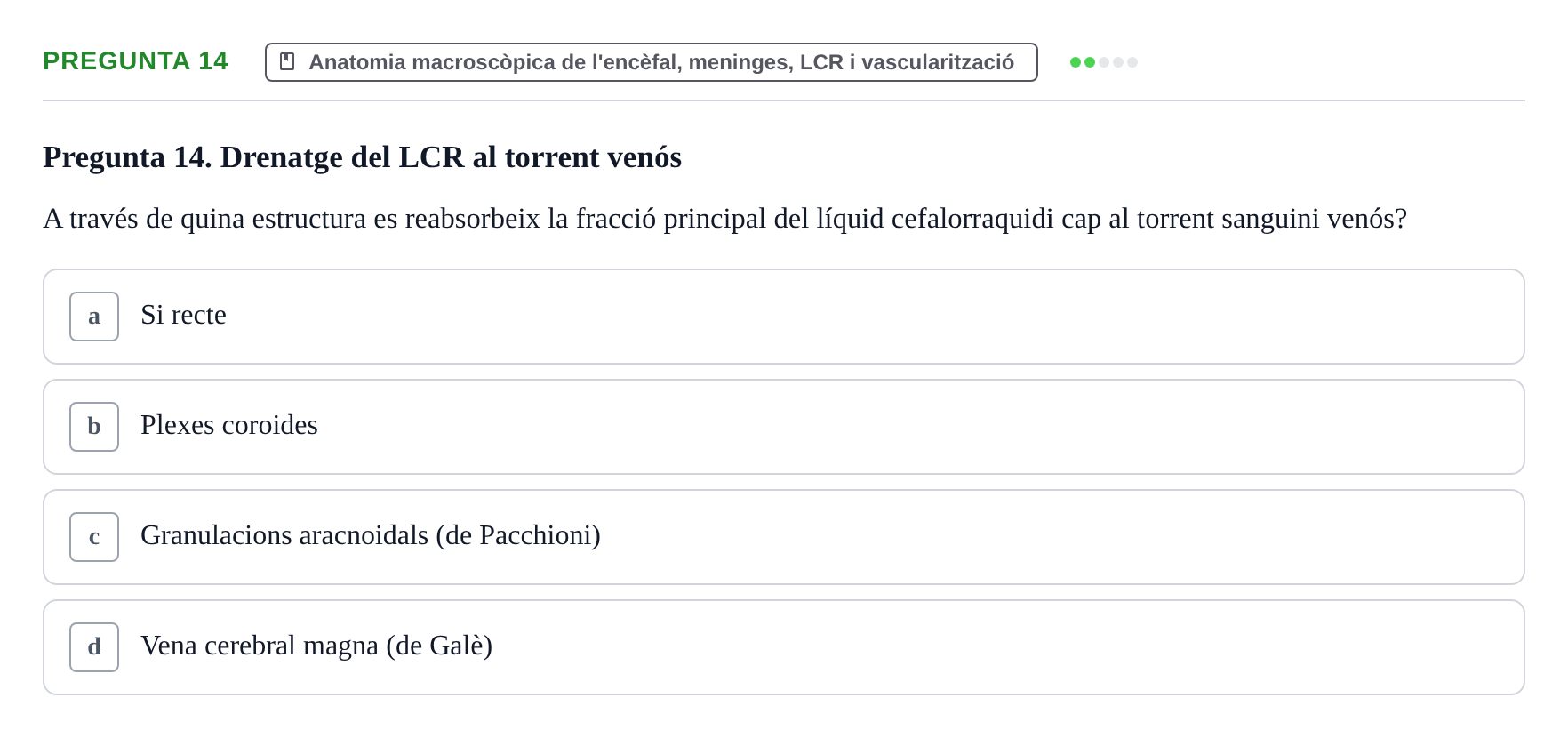 Enunciado: Pregunta 14 · Estructura i Funció del Cos Humà III UVIC 2025