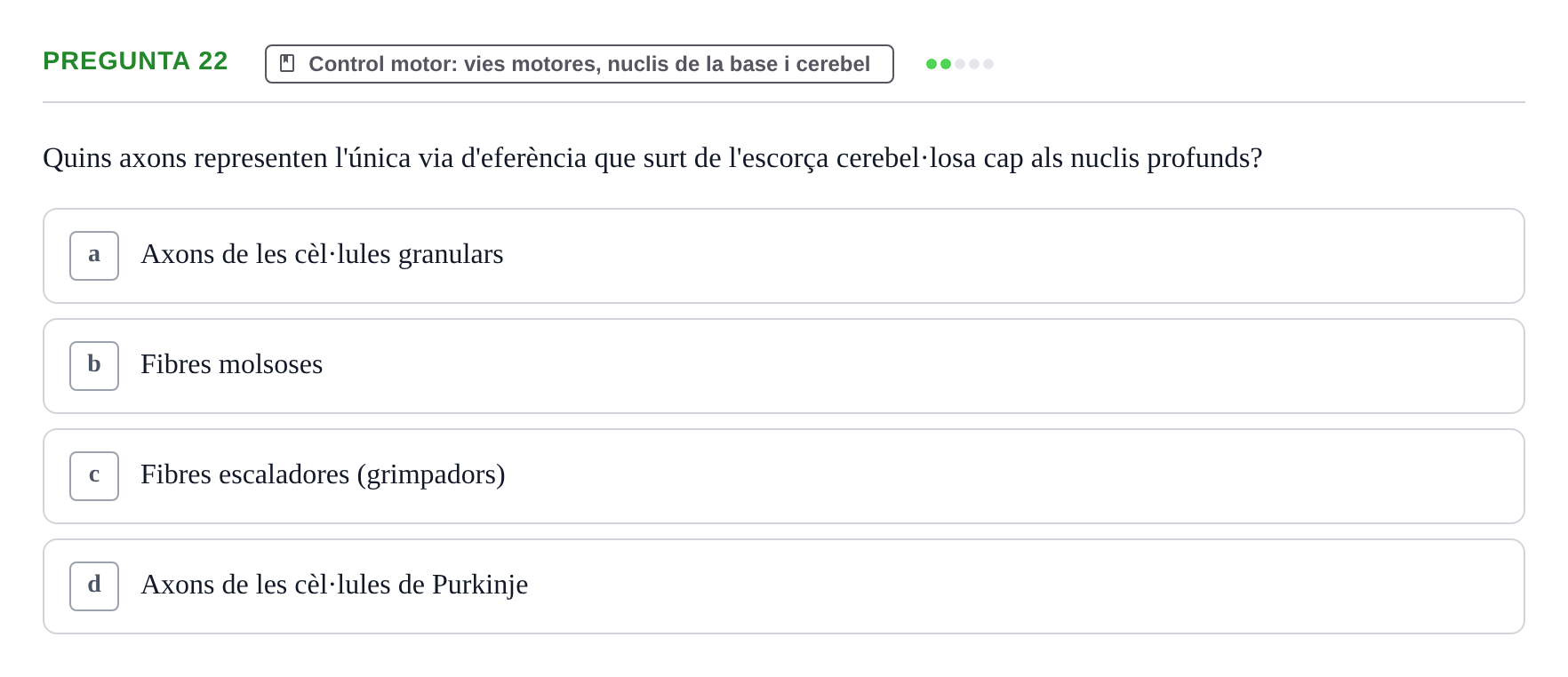 Enunciado: Pregunta 22 · Estructura i Funció del Cos Humà III UVIC 2025