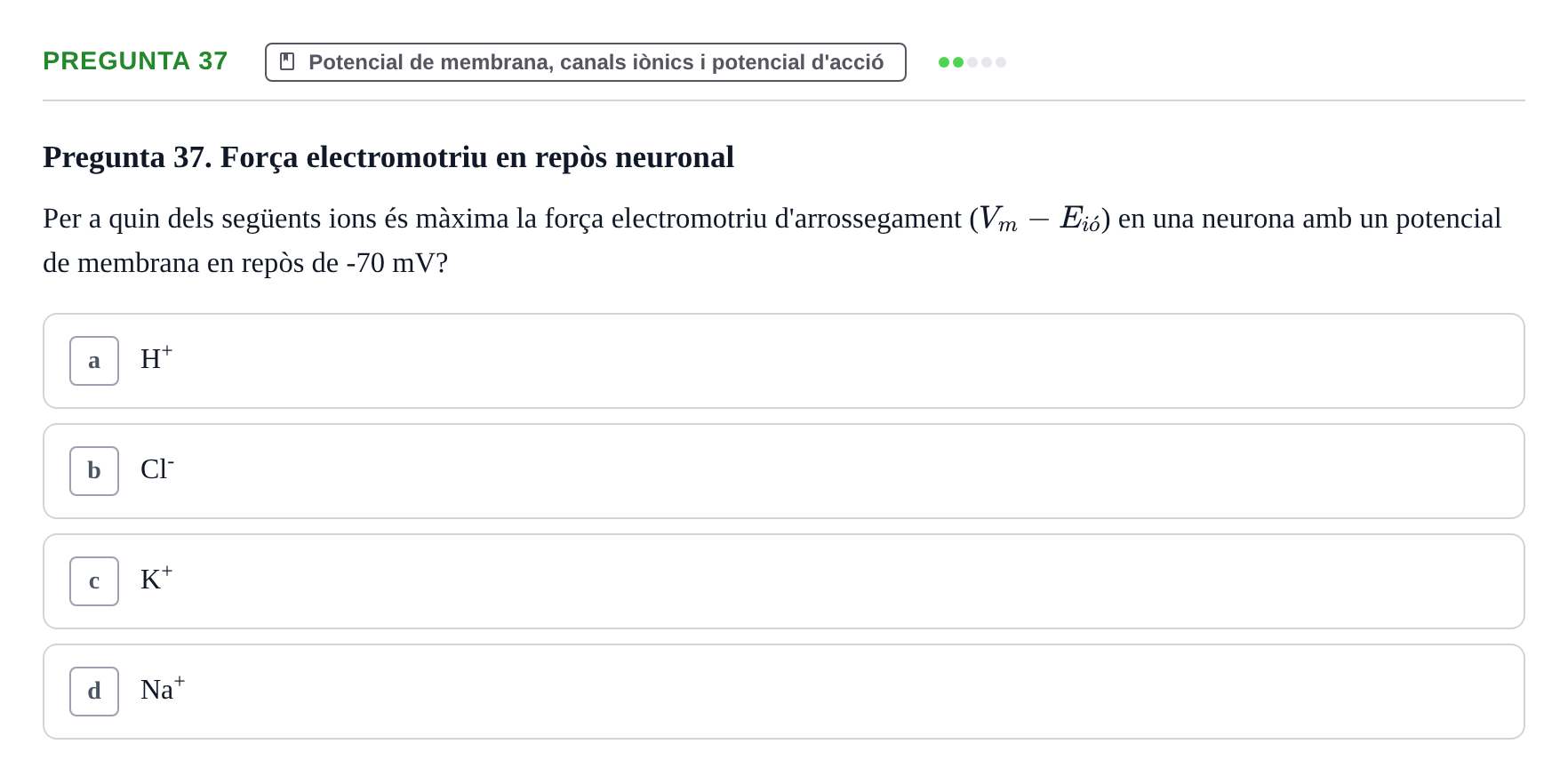Enunciado: Pregunta 37 · Estructura i Funció del Cos Humà III UVIC 2025