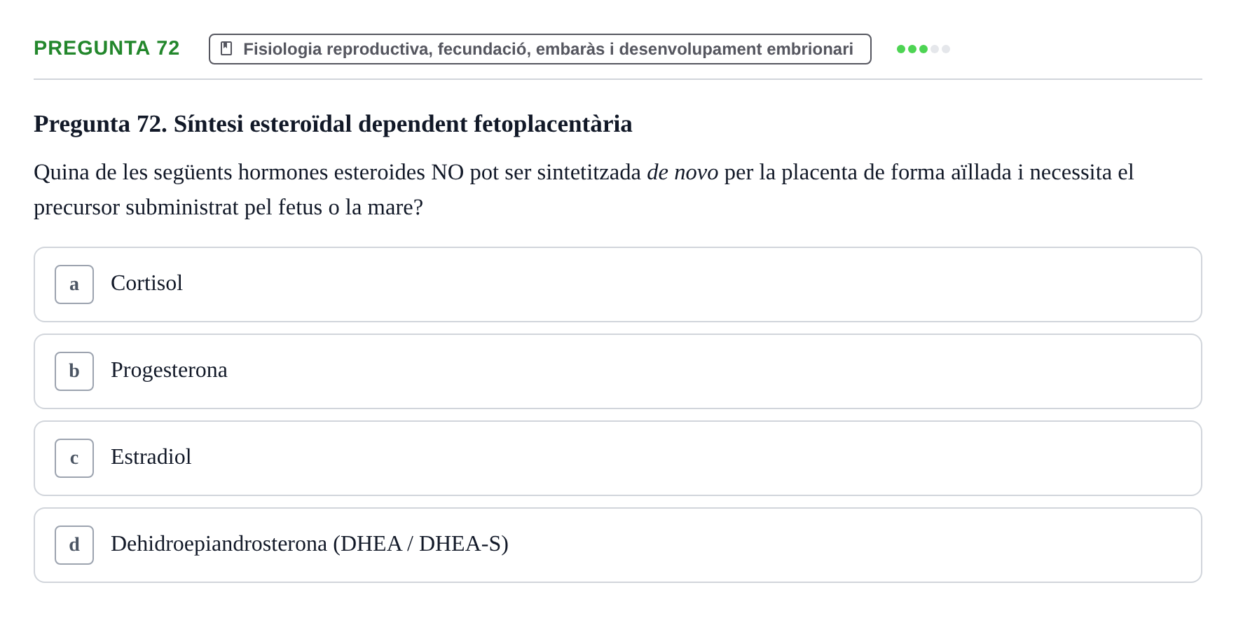 Enunciado: Pregunta 72 · Estructura i Funció del Cos Humà III UVIC 2025