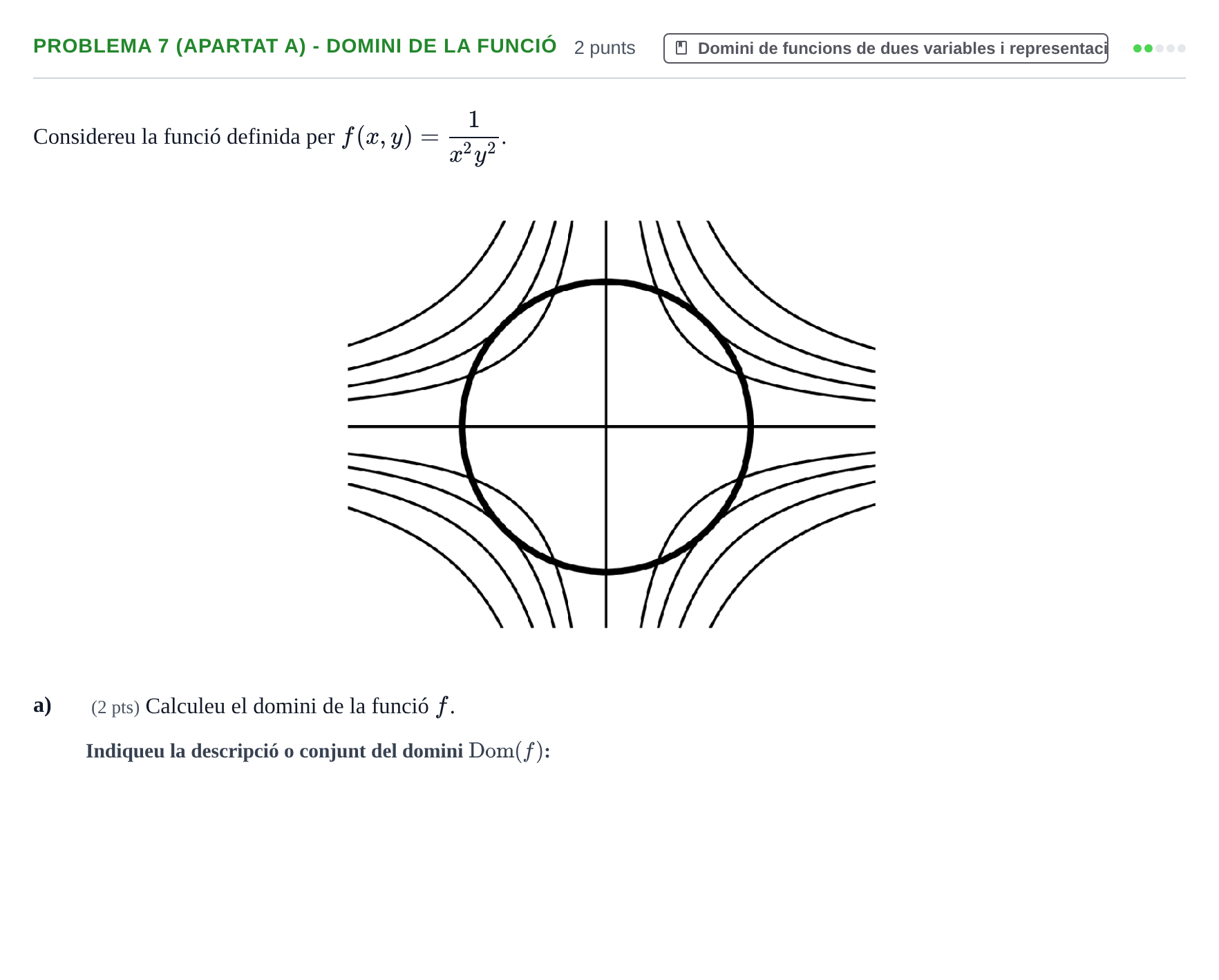Enunciado: Problema 7 (apartat a) - Domini de la funció · Matematiques Iii UPF 2012