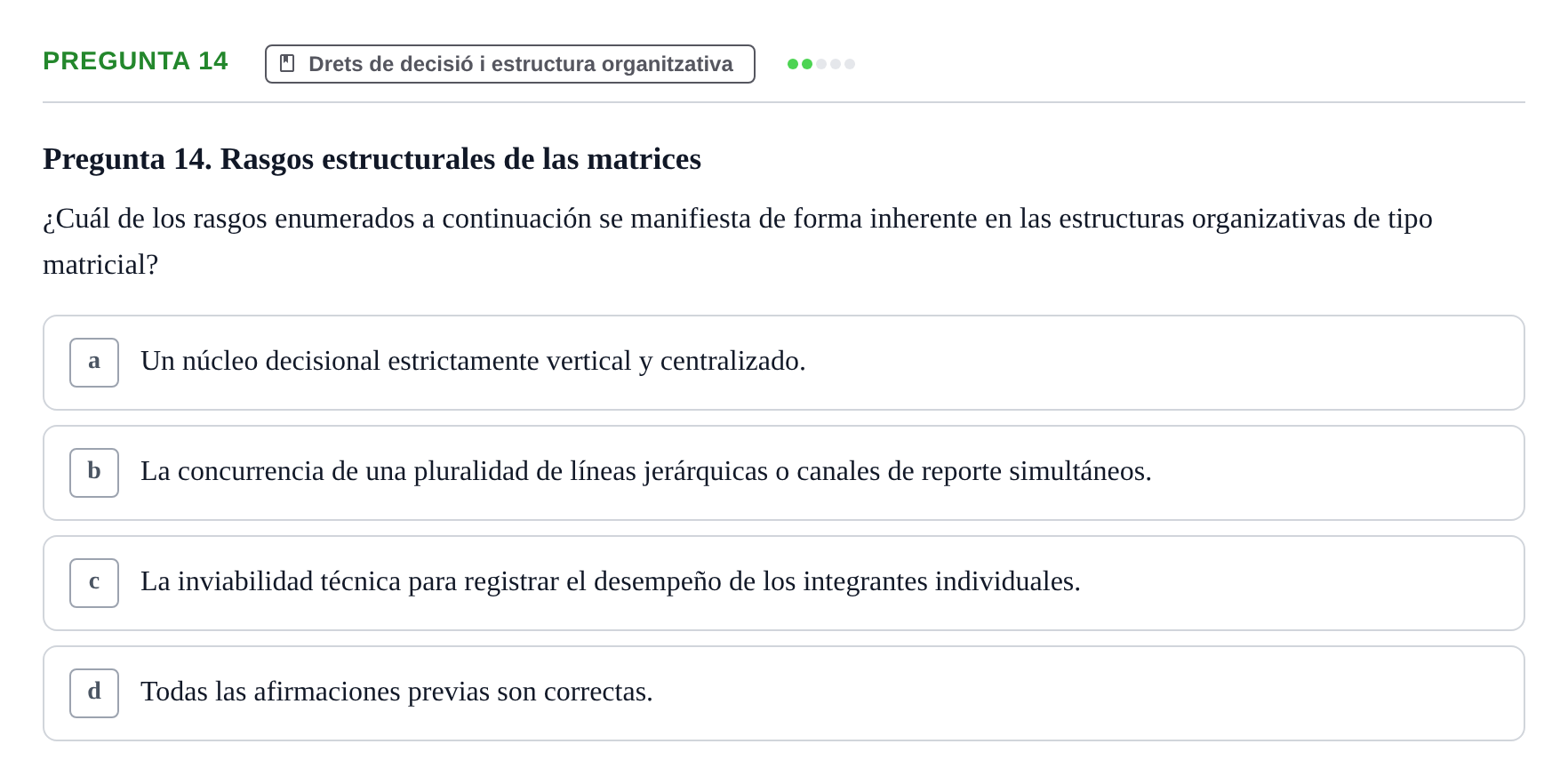 Enunciado: Pregunta 14 · Economia de L'Empre UPF 2014