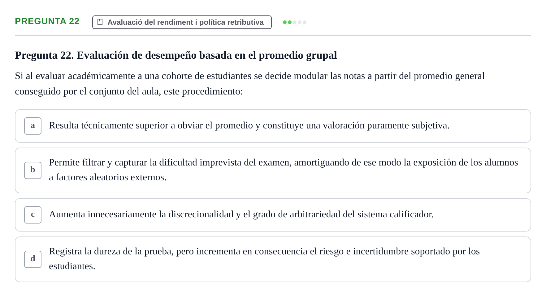 Enunciado: Pregunta 22 · Economia de L'Empre UPF 2014