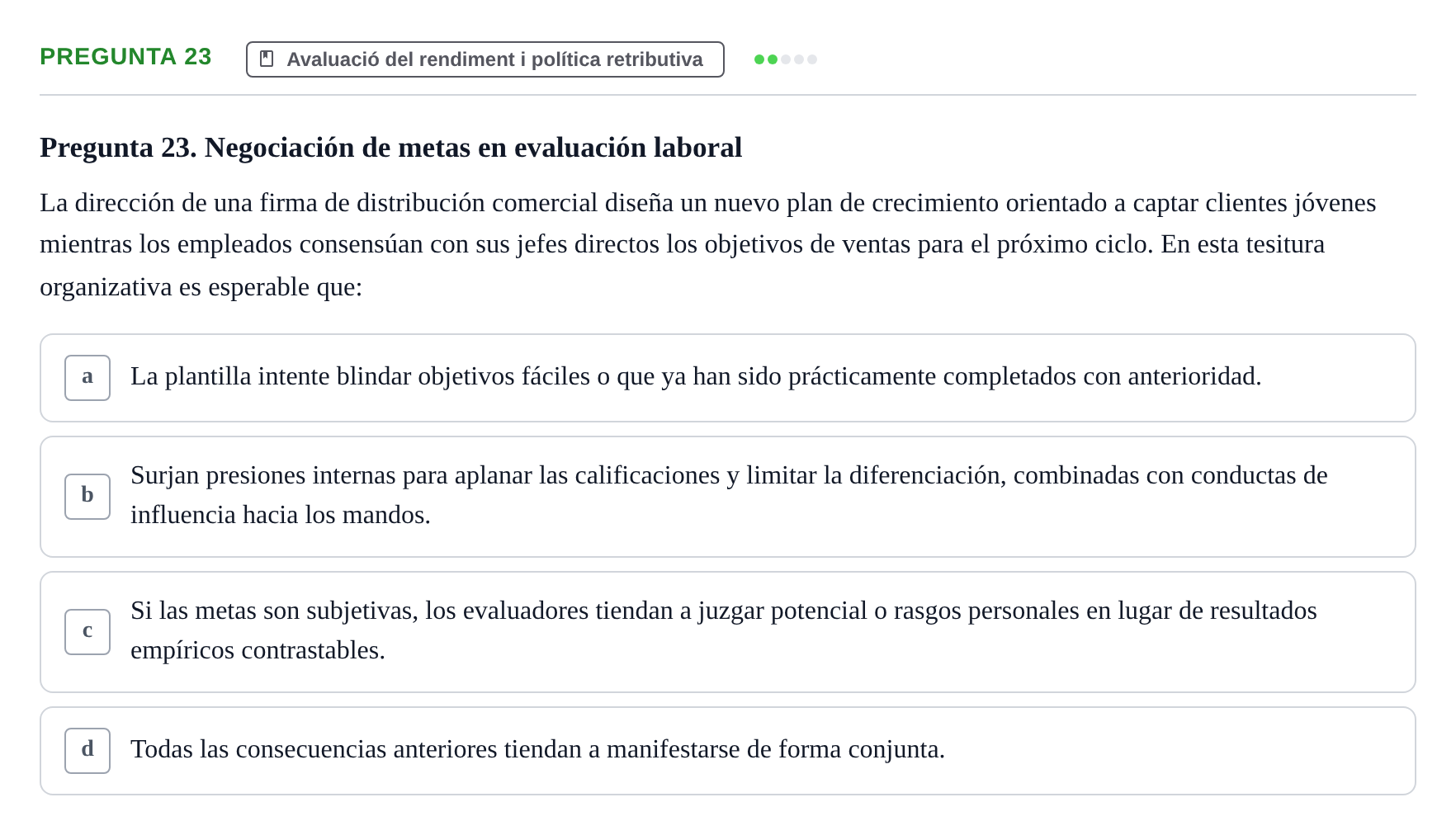 Enunciado: Pregunta 23 · Economia de L'Empre UPF 2014