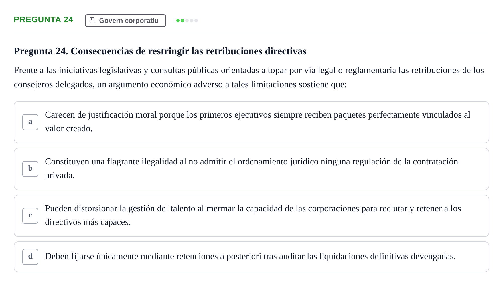 Enunciado: Pregunta 24 · Economia de L'Empre UPF 2014
