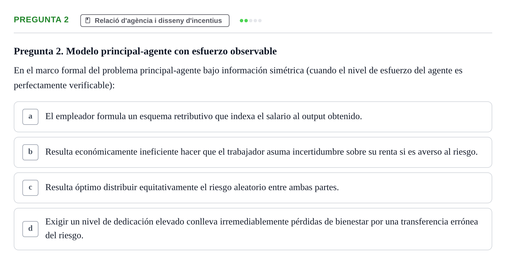 Enunciado: Pregunta 2 · Economia de L'Empre UPF 2014