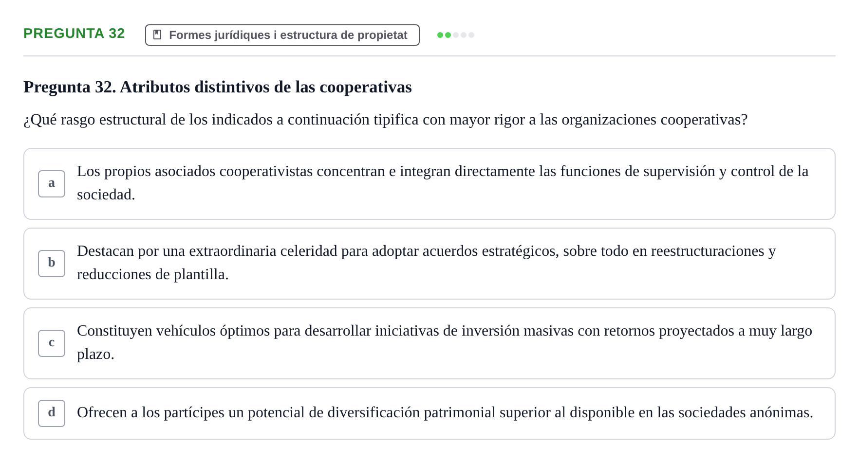 Enunciado: Pregunta 32 · Economia de L'Empre UPF 2014