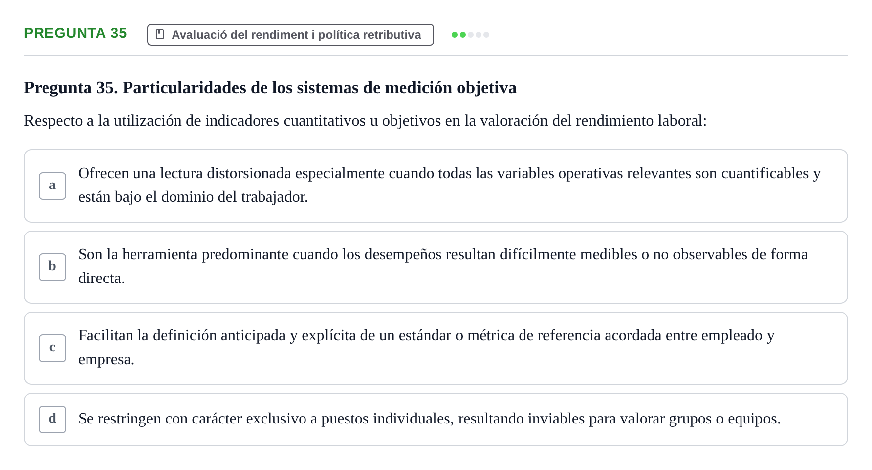 Enunciado: Pregunta 35 · Economia de L'Empre UPF 2014