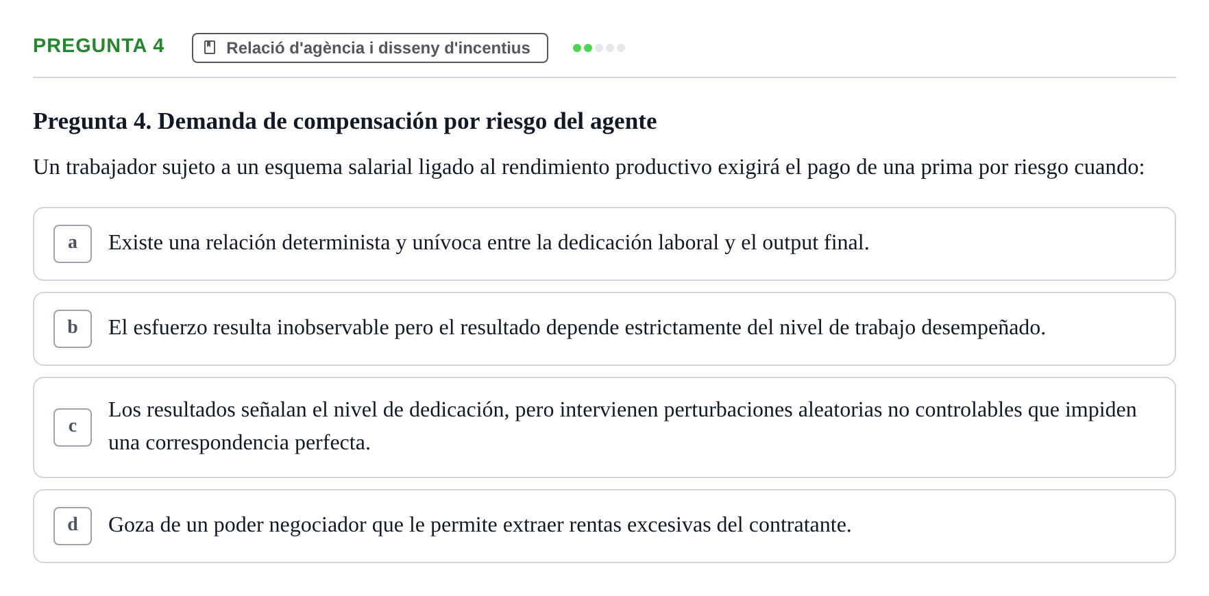 Enunciado: Pregunta 4 · Economia de L'Empre UPF 2014