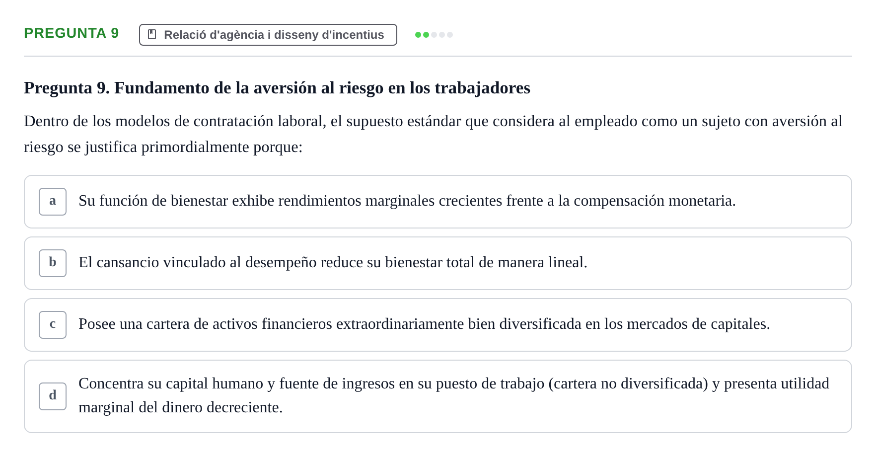 Enunciado: Pregunta 9 · Economia de L'Empre UPF 2014