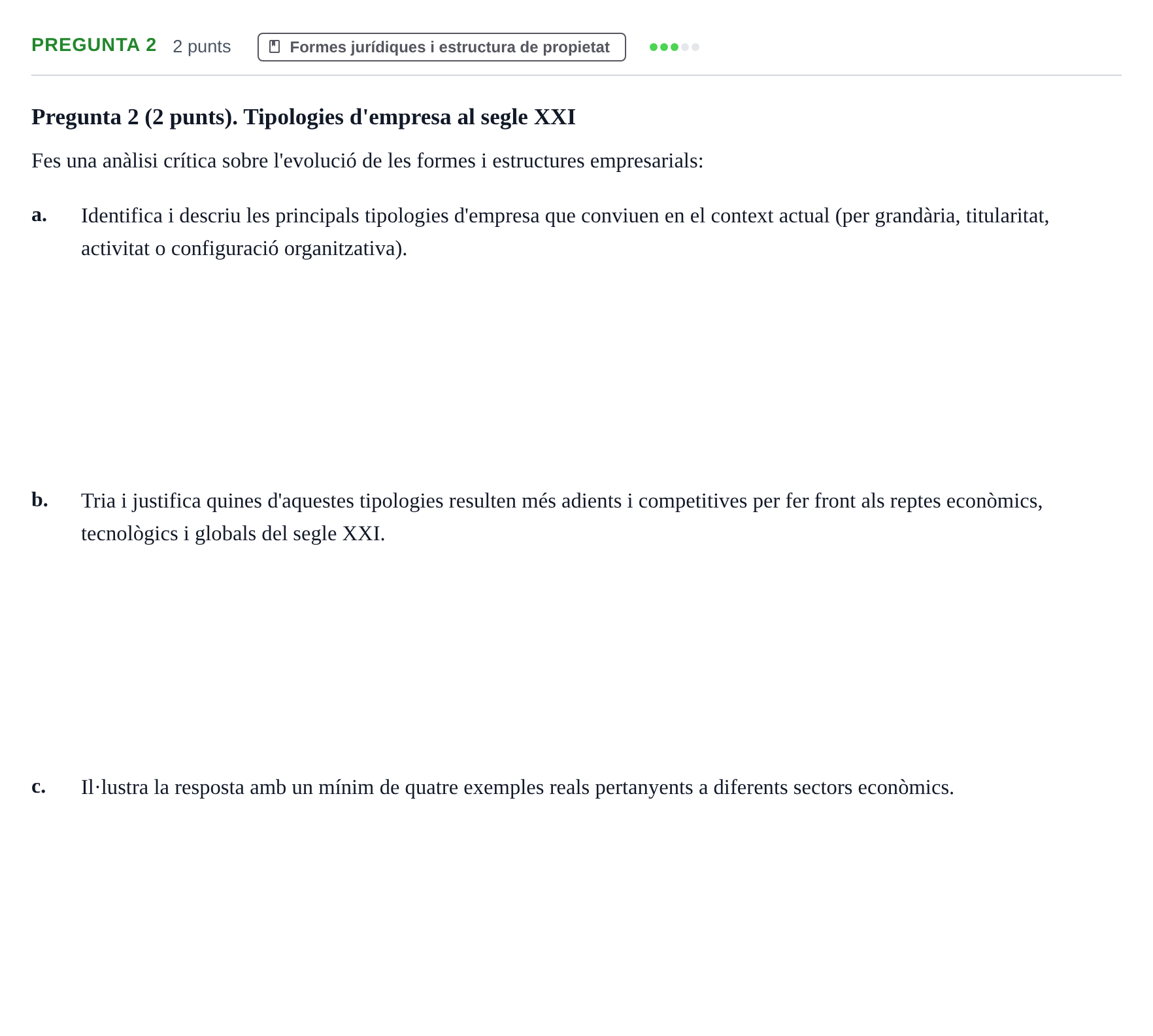 Enunciado: Pregunta 2 · Economia de L'Empre UPF 2021