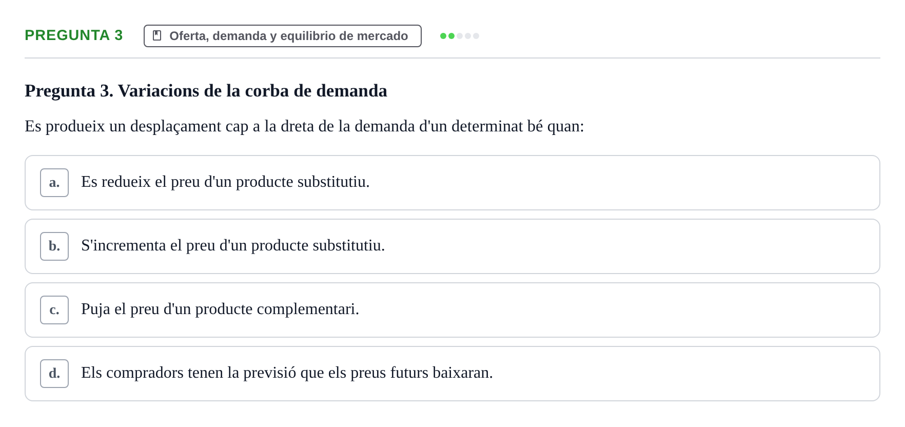 Enunciado: Pregunta 3 · Introducción a la Economía UAB Primer examen parcial d'Introducció a l'Economia