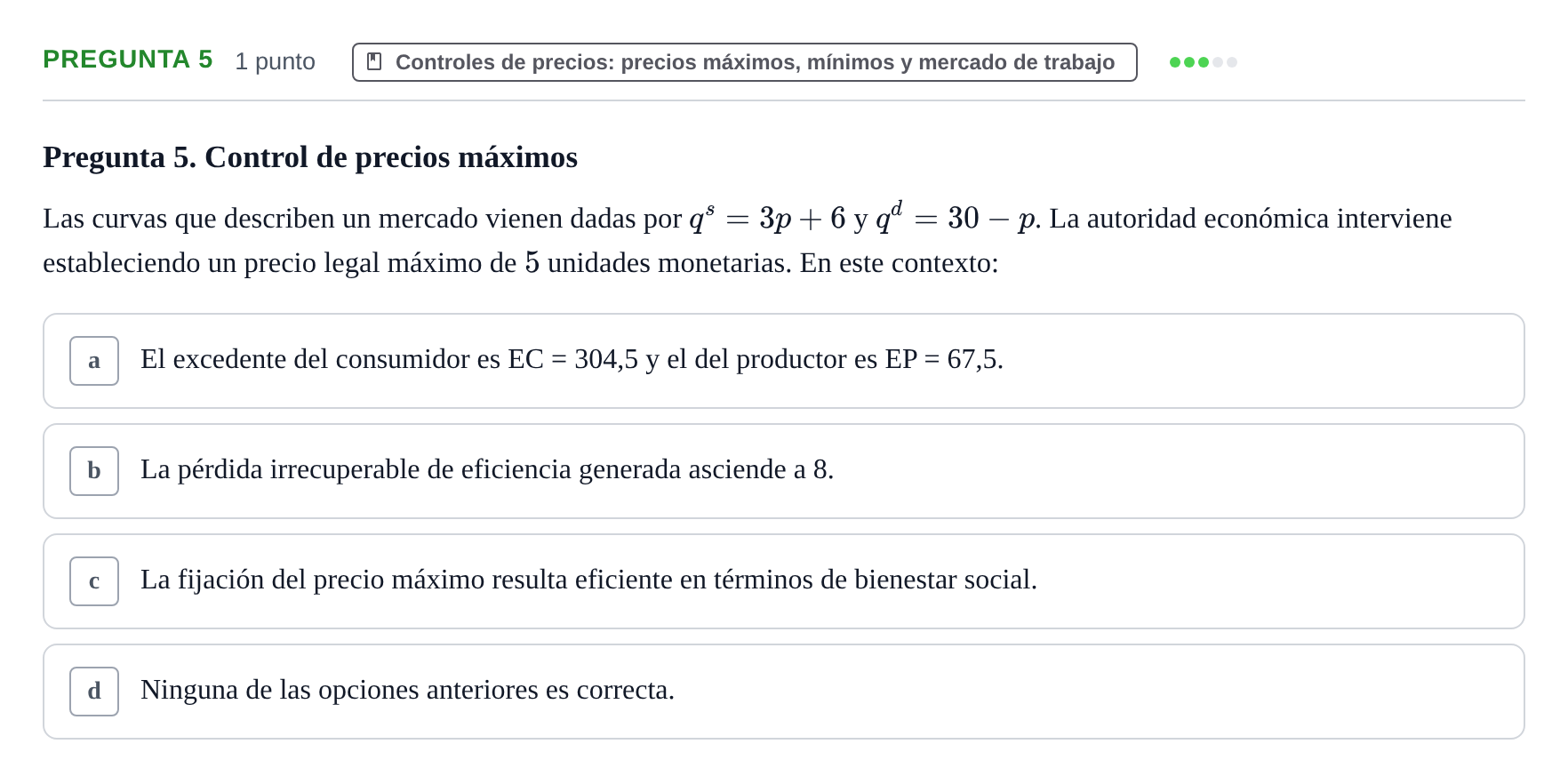 Enunciado: Pregunta 5 · Introducción a la Economía UAB 2017