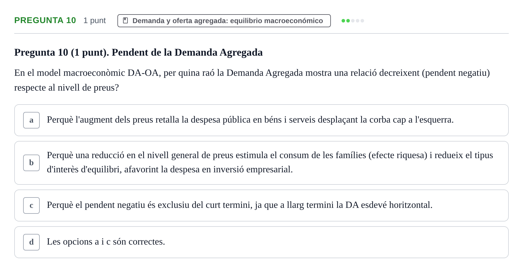 Enunciado: Pregunta 10 · Introducción a la Economía UAB 2017