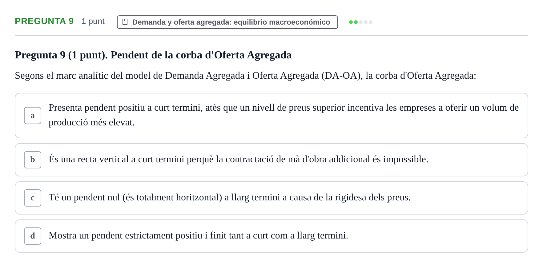 Enunciado: Pregunta 9 · Introducción a la Economía UAB 2017