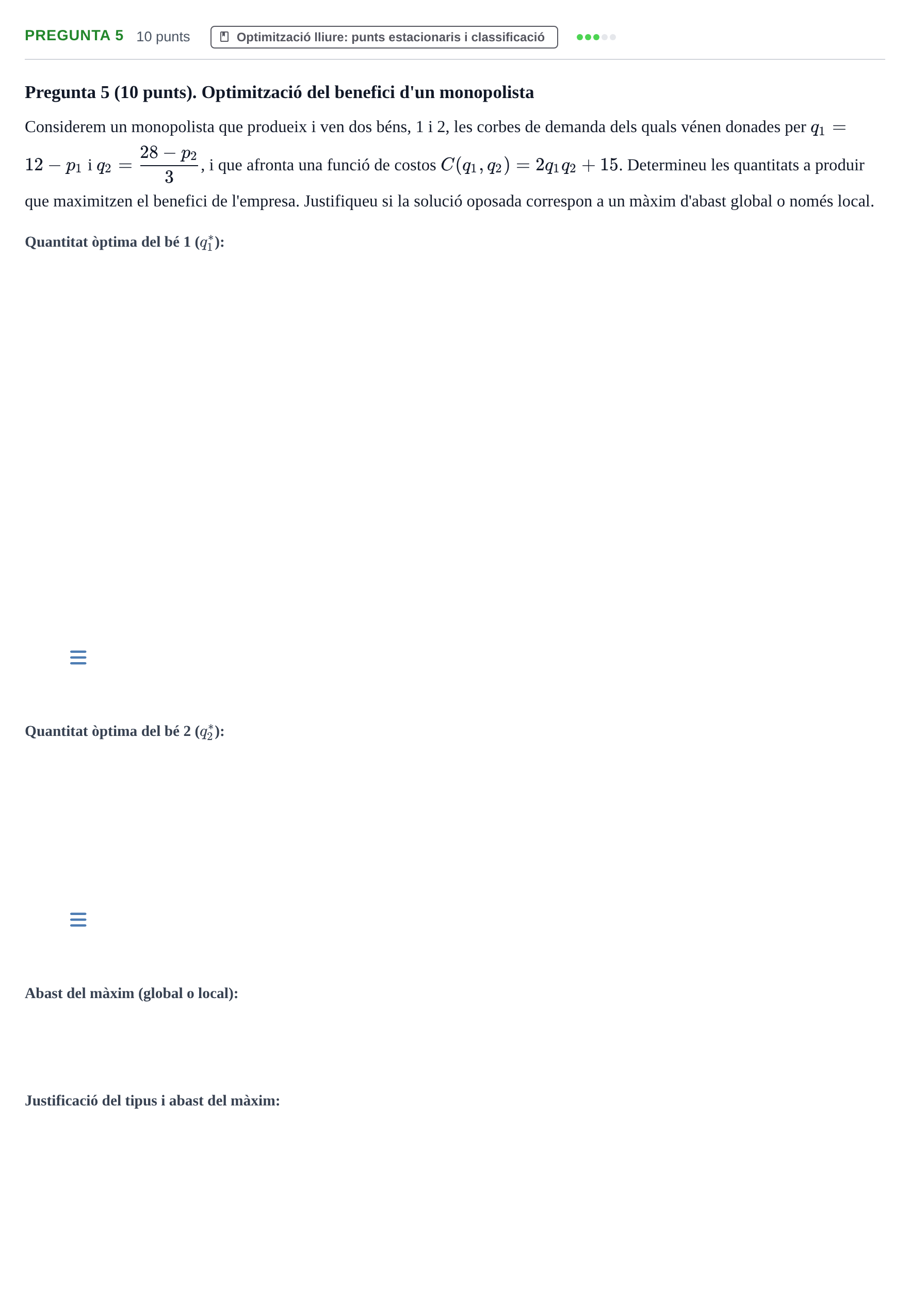 Enunciado: Pregunta 5 · Matematiques Iii UPF 2014