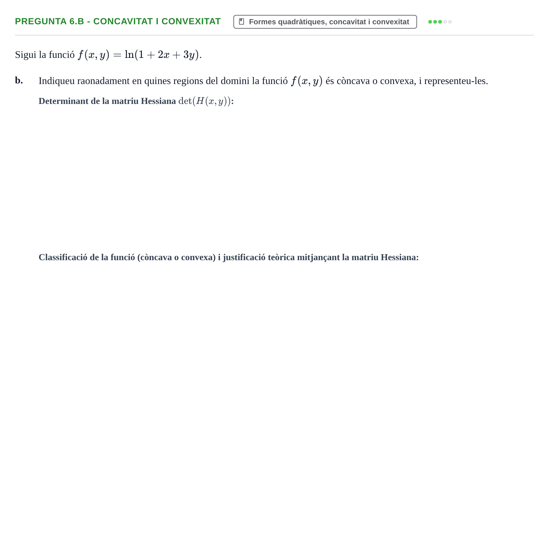 Enunciado: Pregunta 6.b - Concavitat i convexitat · Matematiques Iii UPF 2014