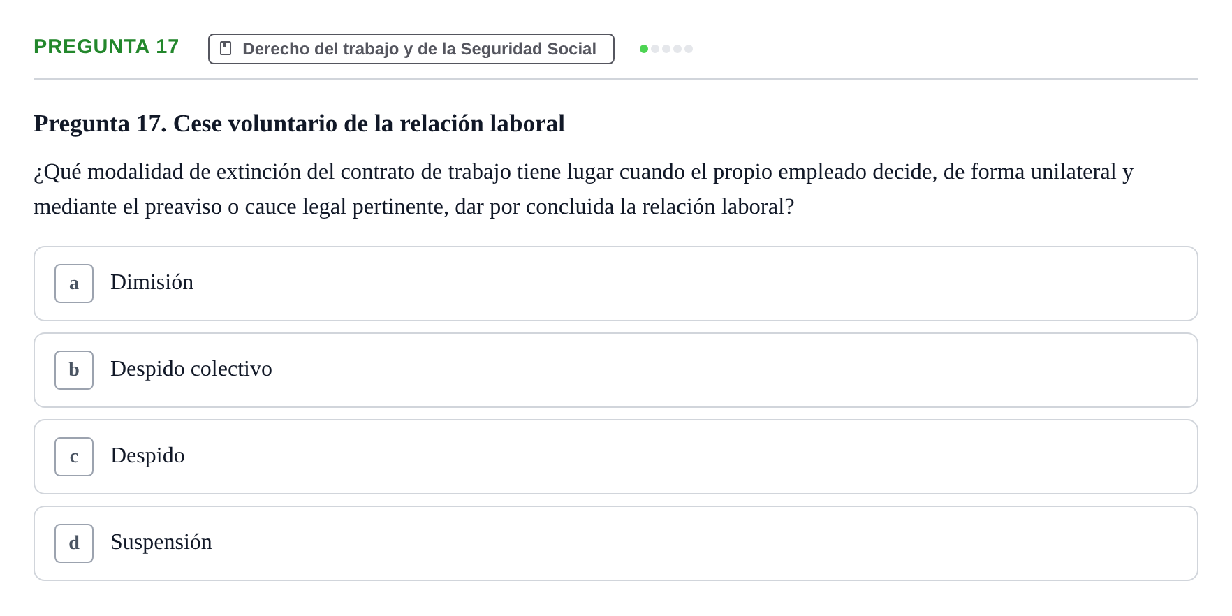 Enunciado: Pregunta 17