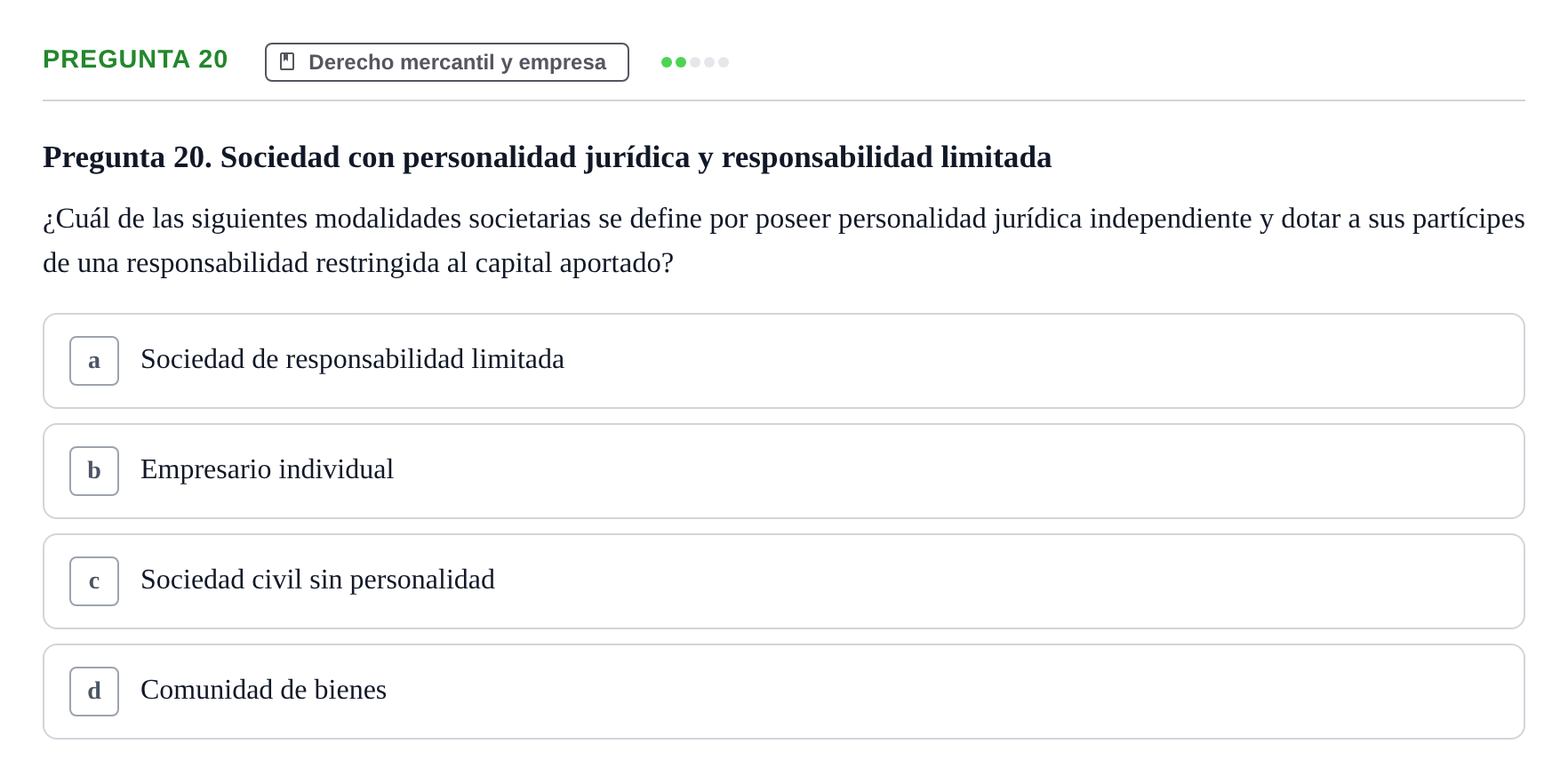 Enunciado: Pregunta 20