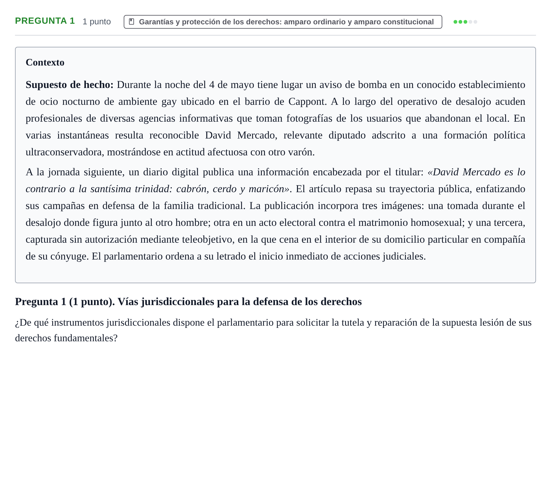 Enunciado: Pregunta 1 · Derecho Constitucional II UDL 2019